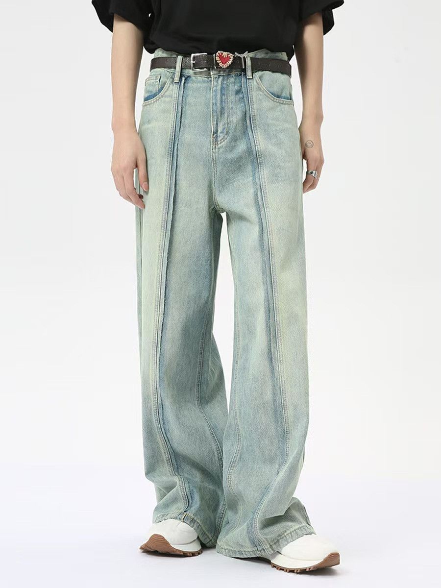 Japanese Brand × Jean Vintage Light Colour Spliced Straight Leg Wide Jeans Size US 32 / EU 48 - 5 Thumbnail