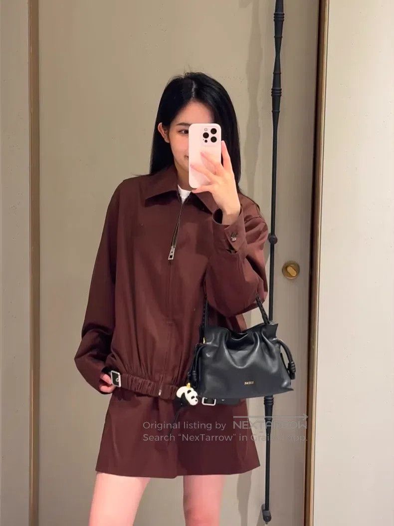 Loewe Loewe 25 Year Show Model Brown Short Coat and Skirt Set Size 4XL / US 24-26 - 3 Thumbnail