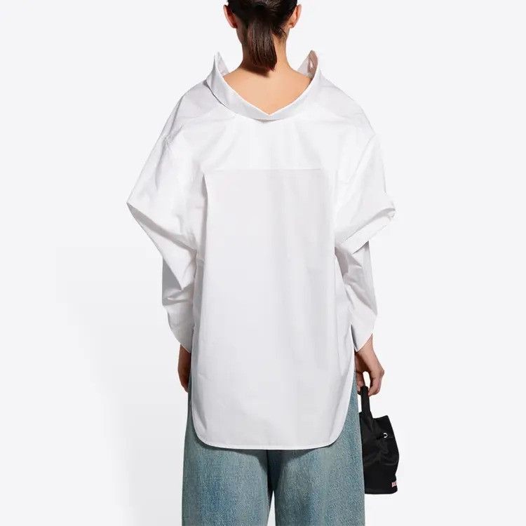 Balenciaga o1tr1nto0526 Swing Twisted Shirt in White Size S / US 4 / IT 40 - 3 Thumbnail