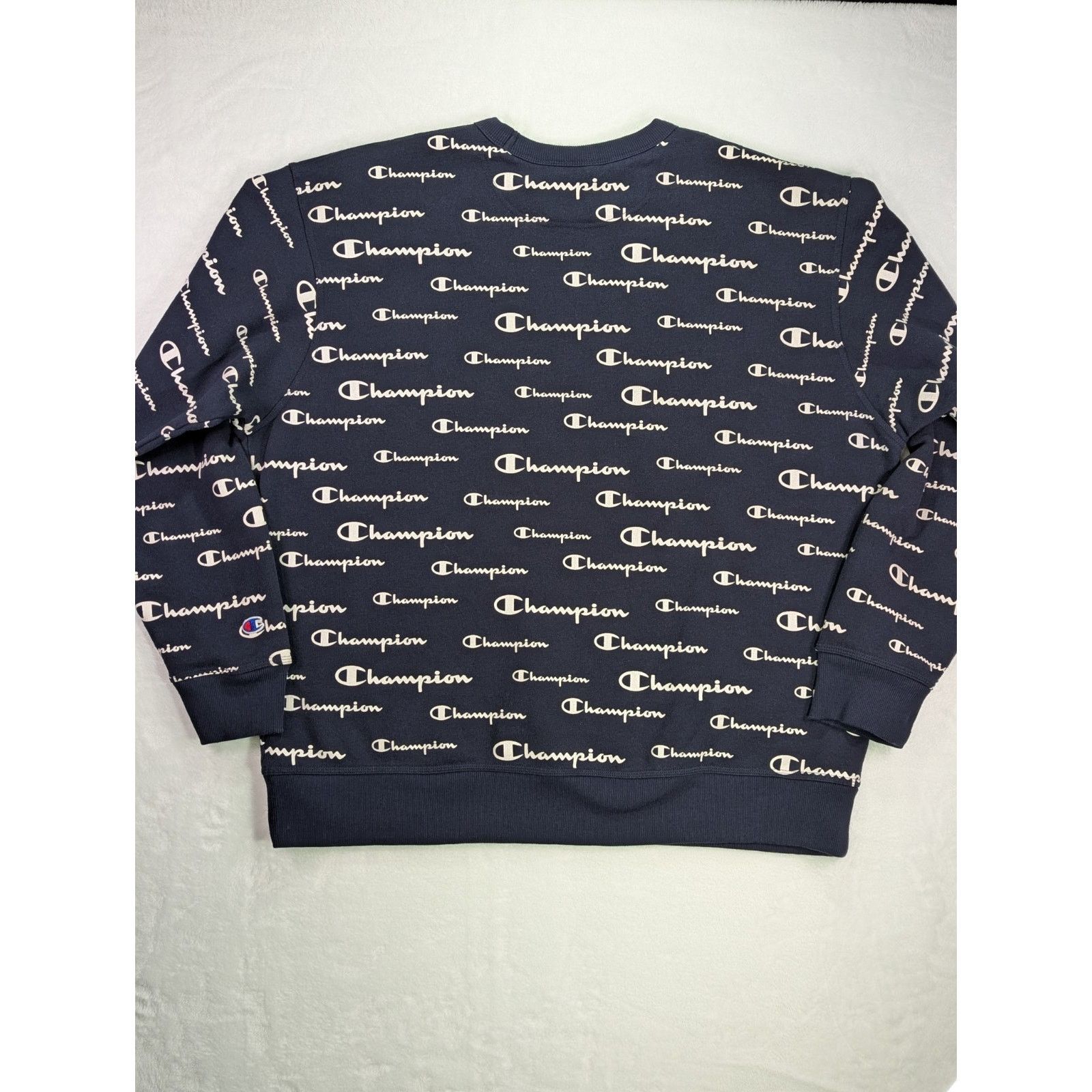 Champion Champion Script All-Over Print Navy Crewneck Sweatshirt 2XL Size US XXL / EU 58 / 5 - 7 Thumbnail