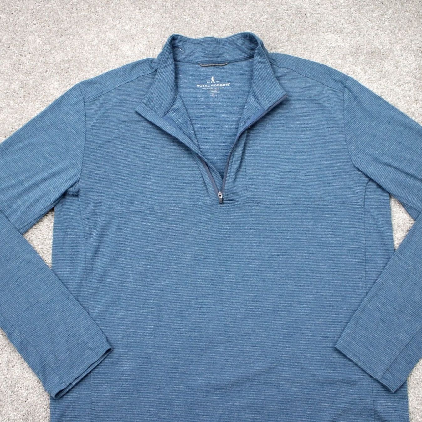 Royal Robbins Royal Robbins Sweatshirt Mens XL Blue 1/4 Zip Fleece Polyester Stretch L/S Mock Neck Pullover Active Outdoor Hiking Regular Fit Vintage No Size US XL / EU 56 / 4 - 7 Thumbnail