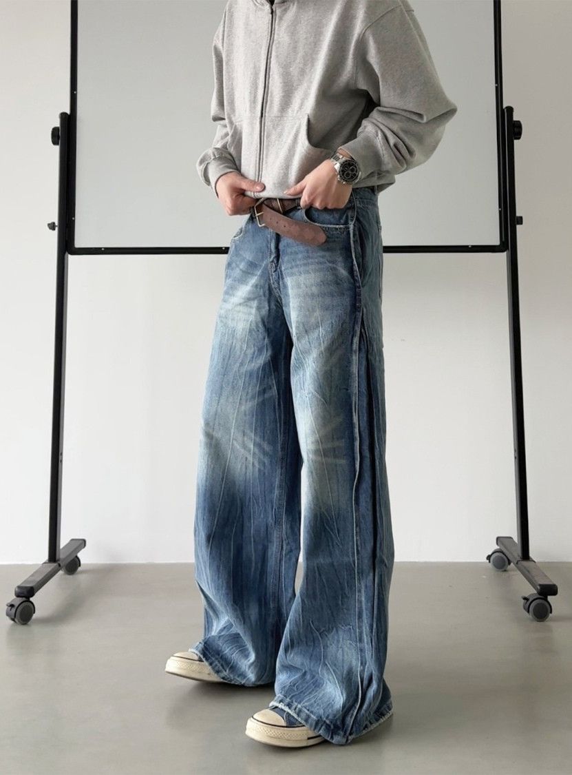 Japanese Brand × Jean Lightning Crack Washed Denim Pants Size US 29 - 4 Thumbnail