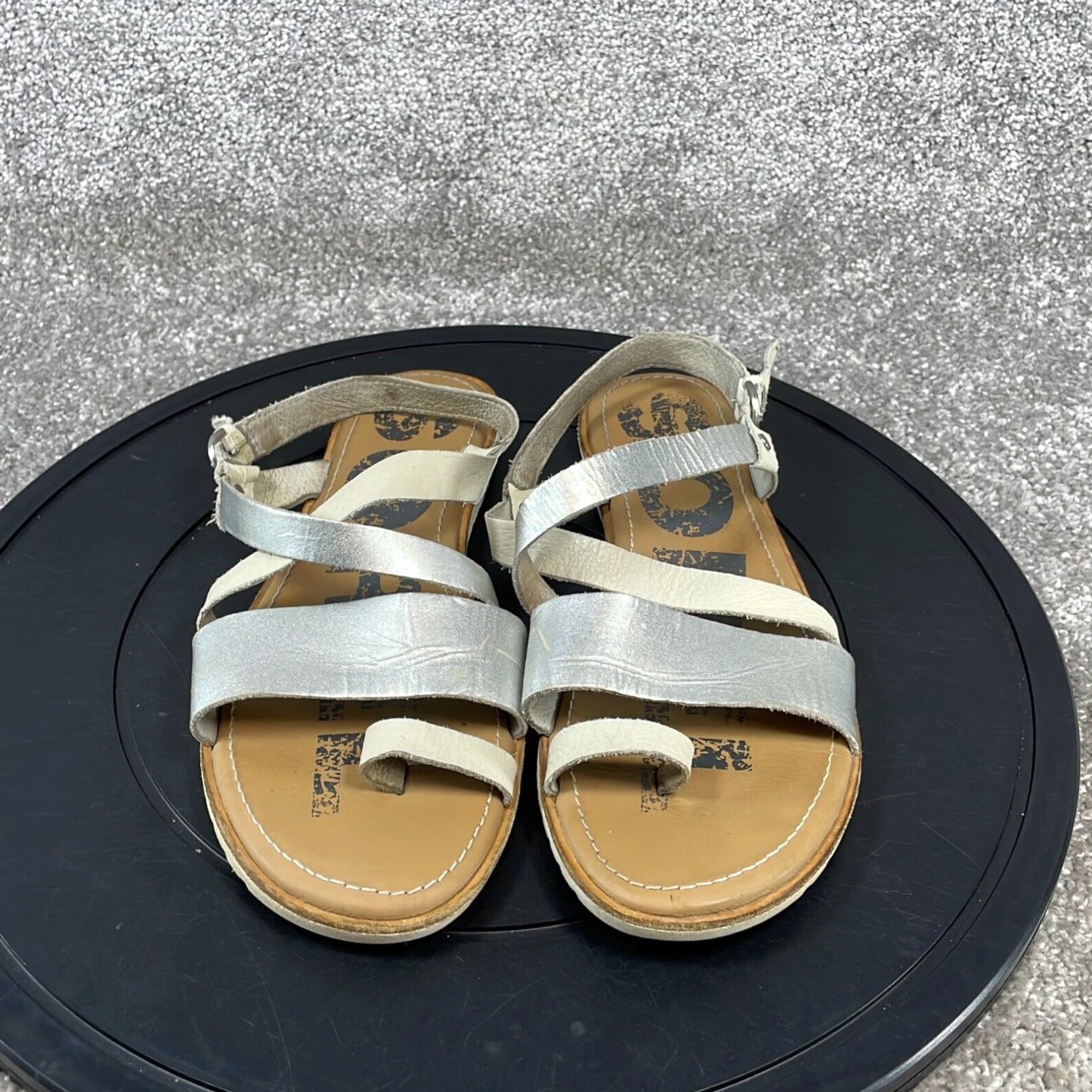 SOREL Ella Sandals Womens Size 10 Extra Large XL Silver Beige Leather Size US 8 / IT 38 - 2 Thumbnail