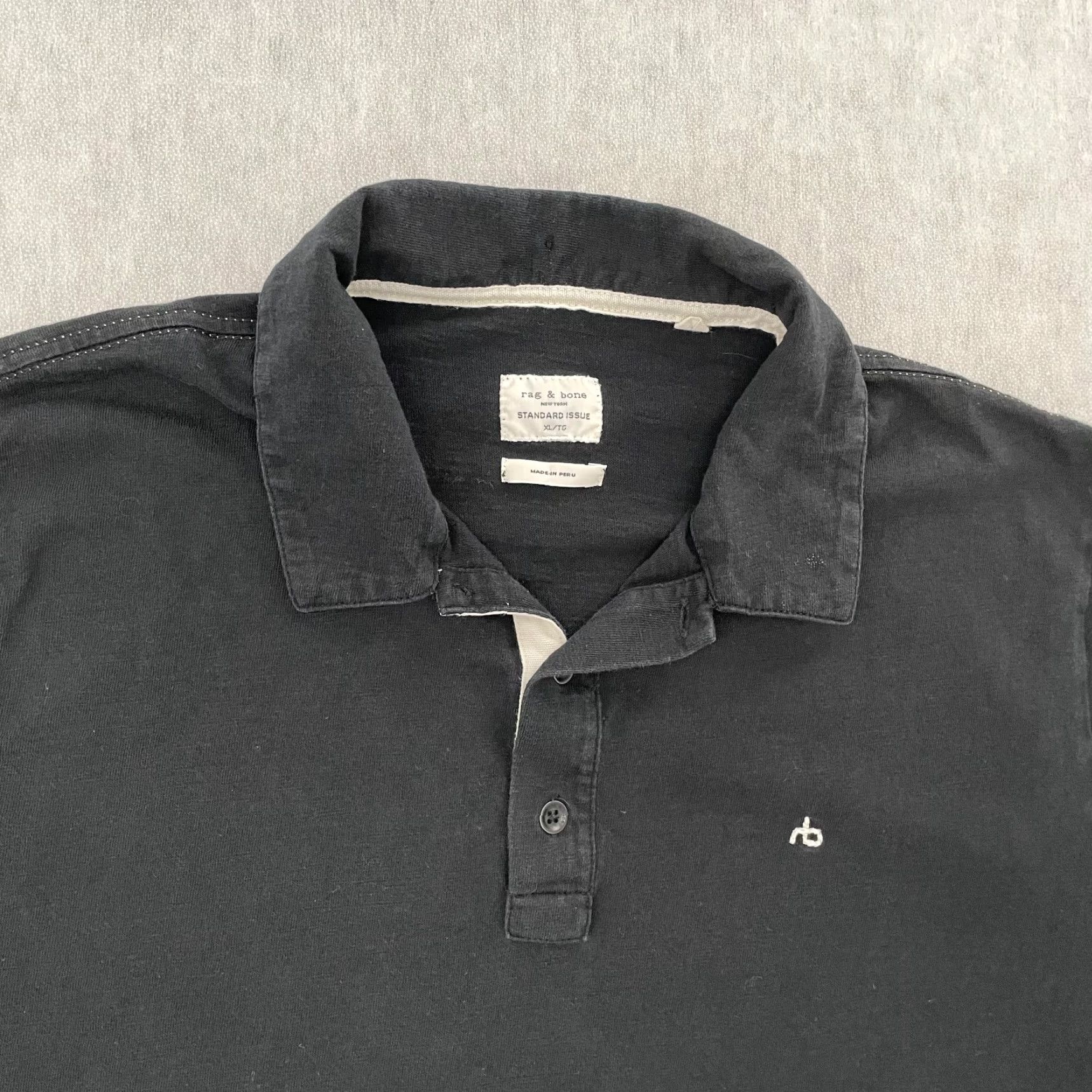 Rag & Bone VINTAGE Rag & Bone Polo Shirt Adult XL Black Cotton Short Sleeve Mens Casual Size US XL / EU 56 / 4 - 3 Thumbnail