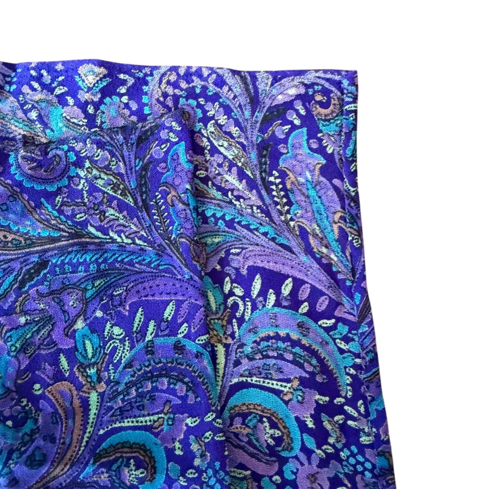 Vintage Vintage Vibrant Ornate Purple Paisley Motif Scarf Ascot Tie Size ONE SIZE - 3 Thumbnail