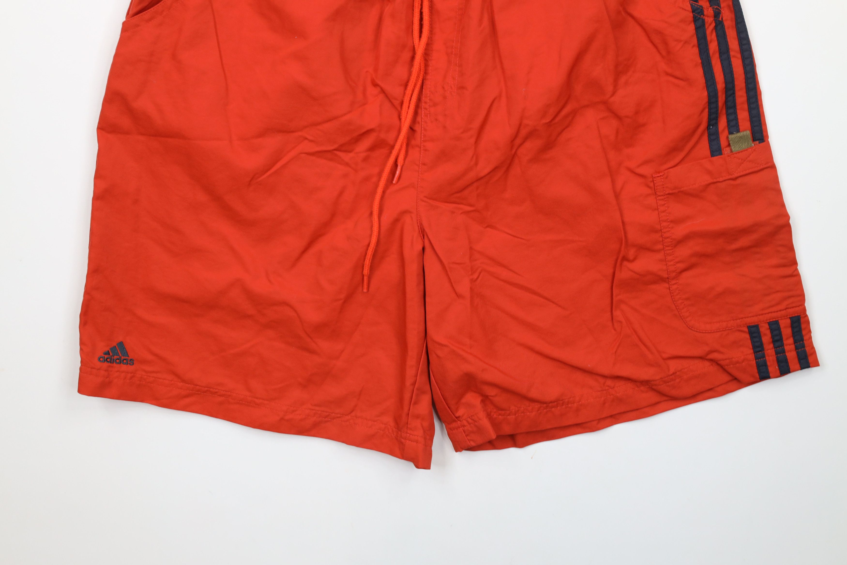 Adidas × Vintage Vintage 90s Adidas Striped Above Knee Shorts Orange Nylon Size US 34 / EU 50 - 4 Thumbnail