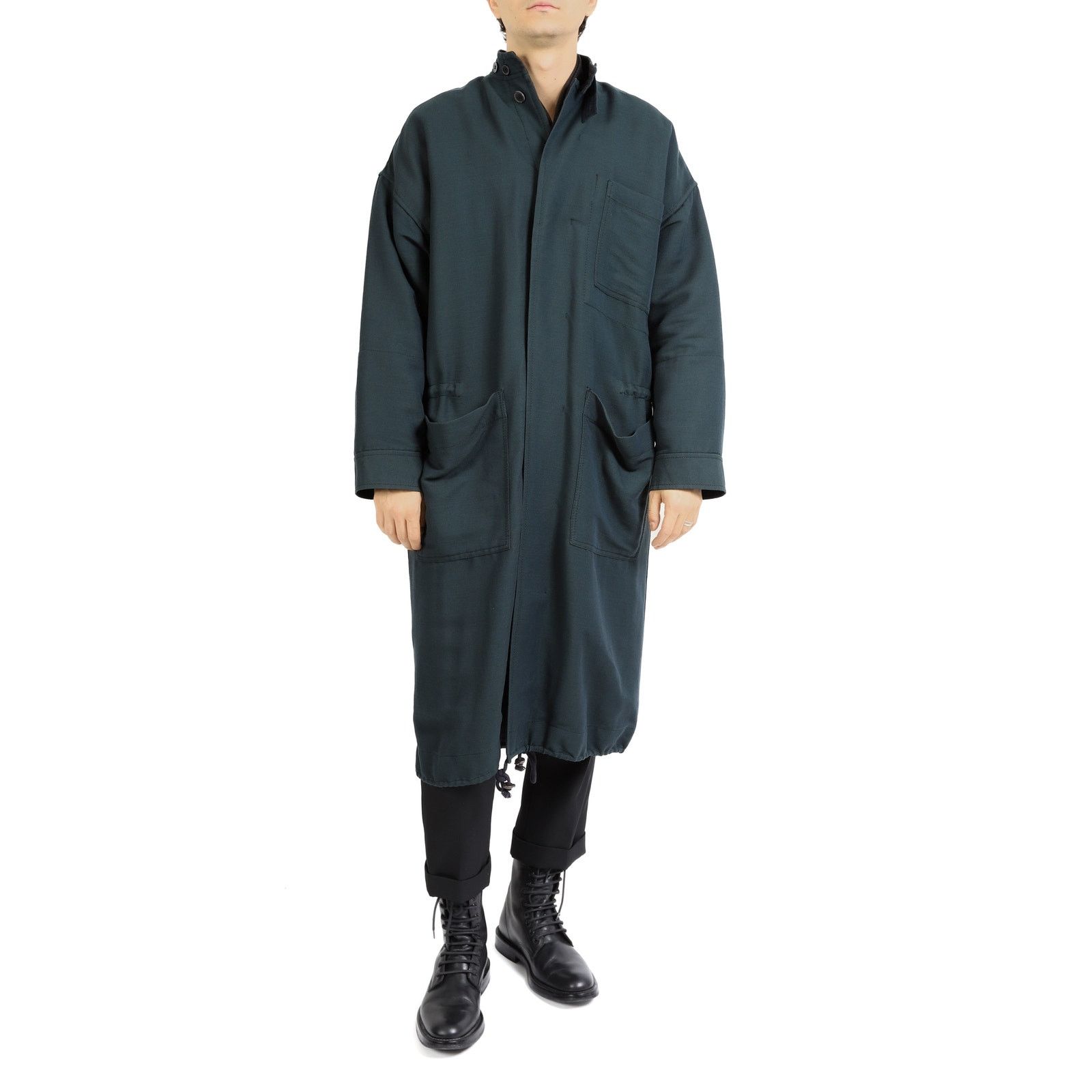 Haider Ackermann FW17 Oversized Quilted Coat in Teal Wool Size US XS / EU 42 / 0 - 2 Thumbnail