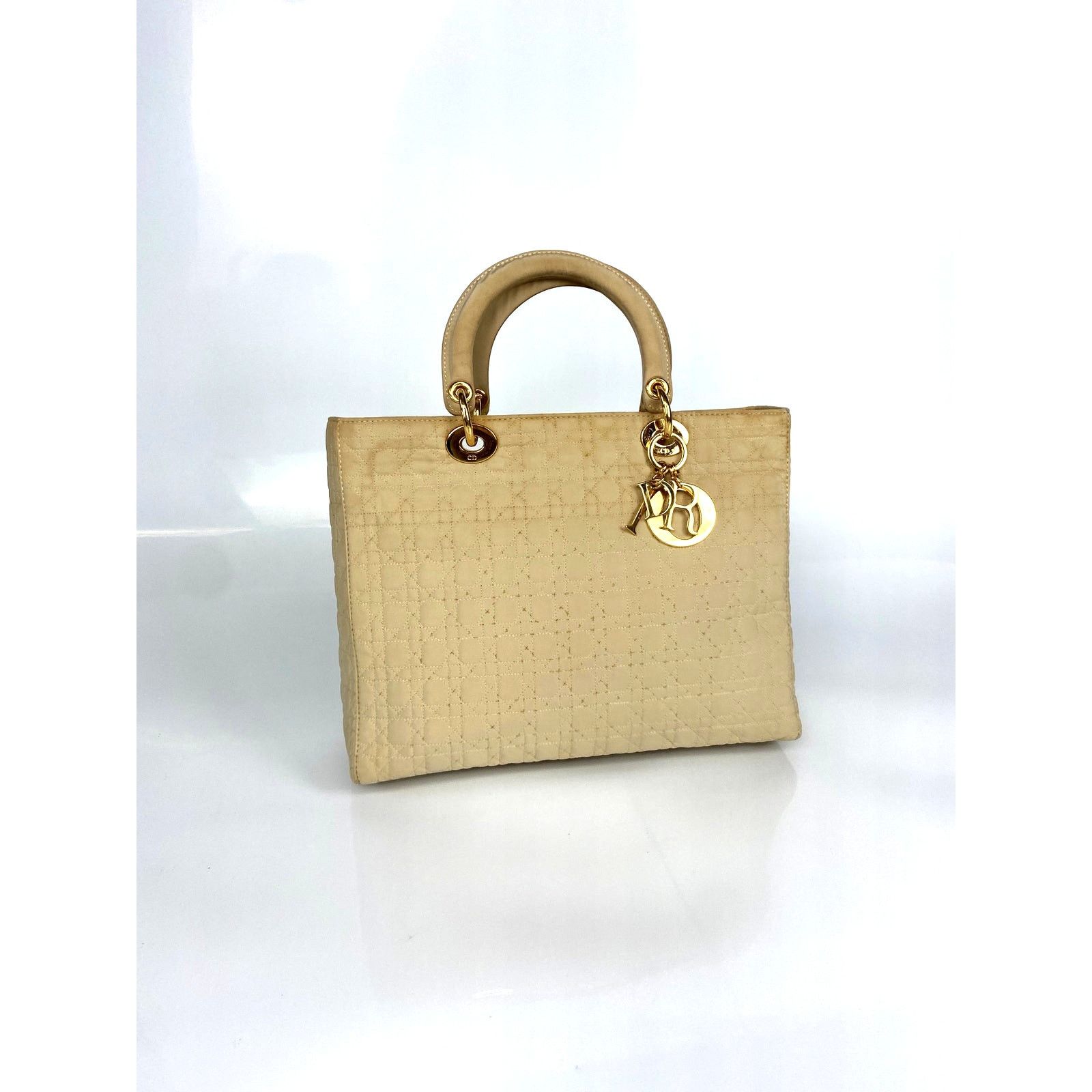 Dior Dior Beige Microfiber Lady Dior GD Handbag Size ONE SIZE - 2 Thumbnail
