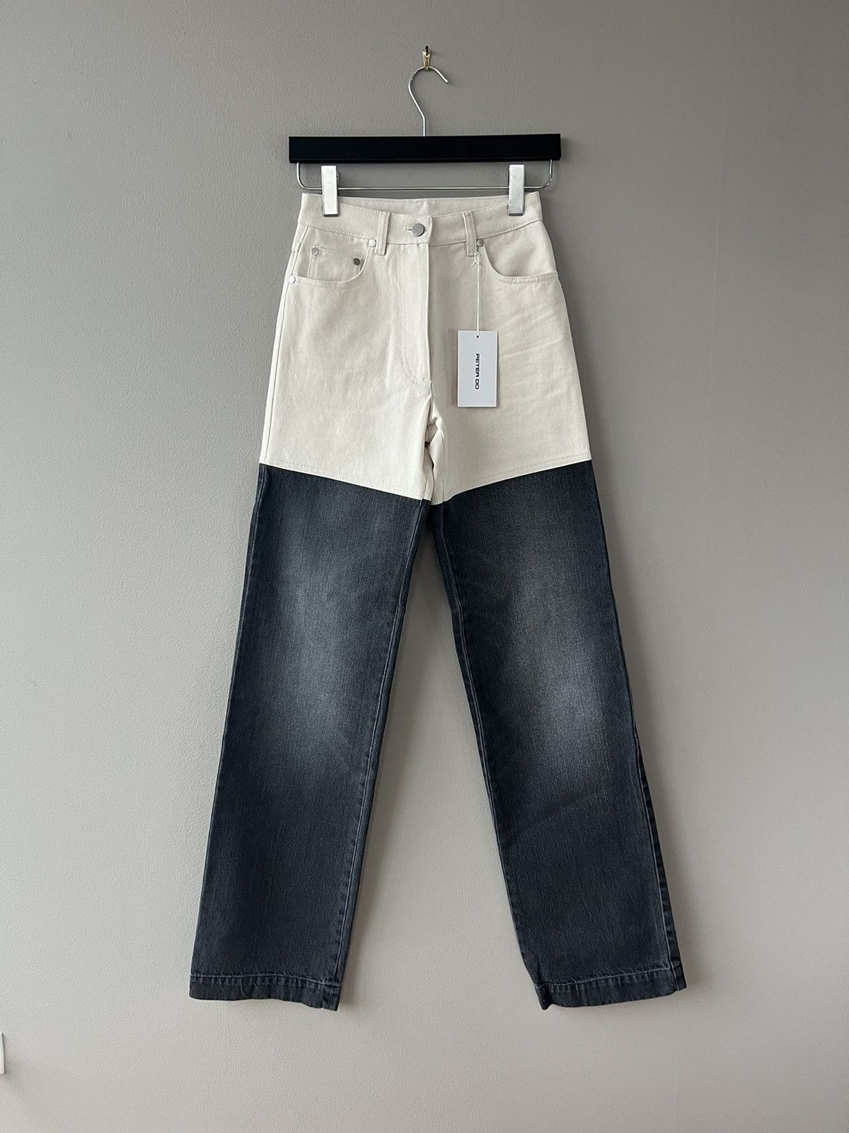 image of Peter Do Ss22 Two-Tone Combo Jeans in White, Women's (Size 25)