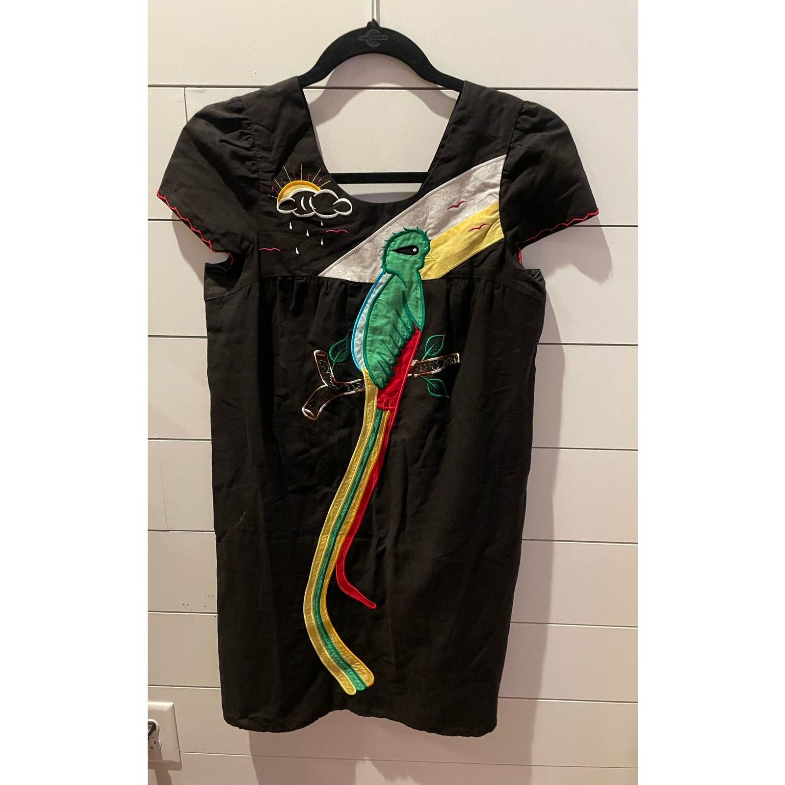 VaVa VAVA by Joy Han Black Embroidered Parrot Tunic Dress, size S Size S / US 4 / IT 40 - 1 Thumbnail