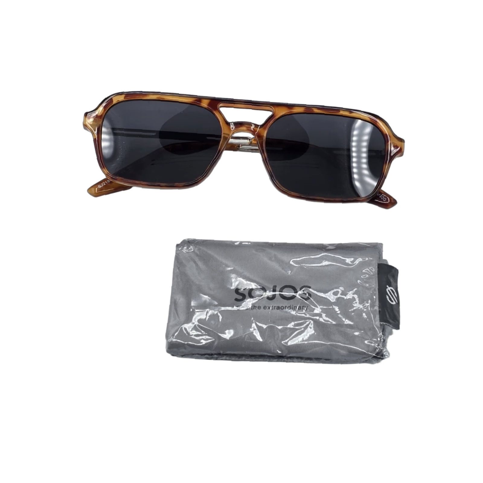 Frame Sojos SJ2186 C4 SY Tortoise Shell Sunglasses 55[]20 150 - Very Good Frame Men Aviator Plastic Lightweight Oversized Brown Lens 150 Temple Size ONE SIZE - 1 Thumbnail