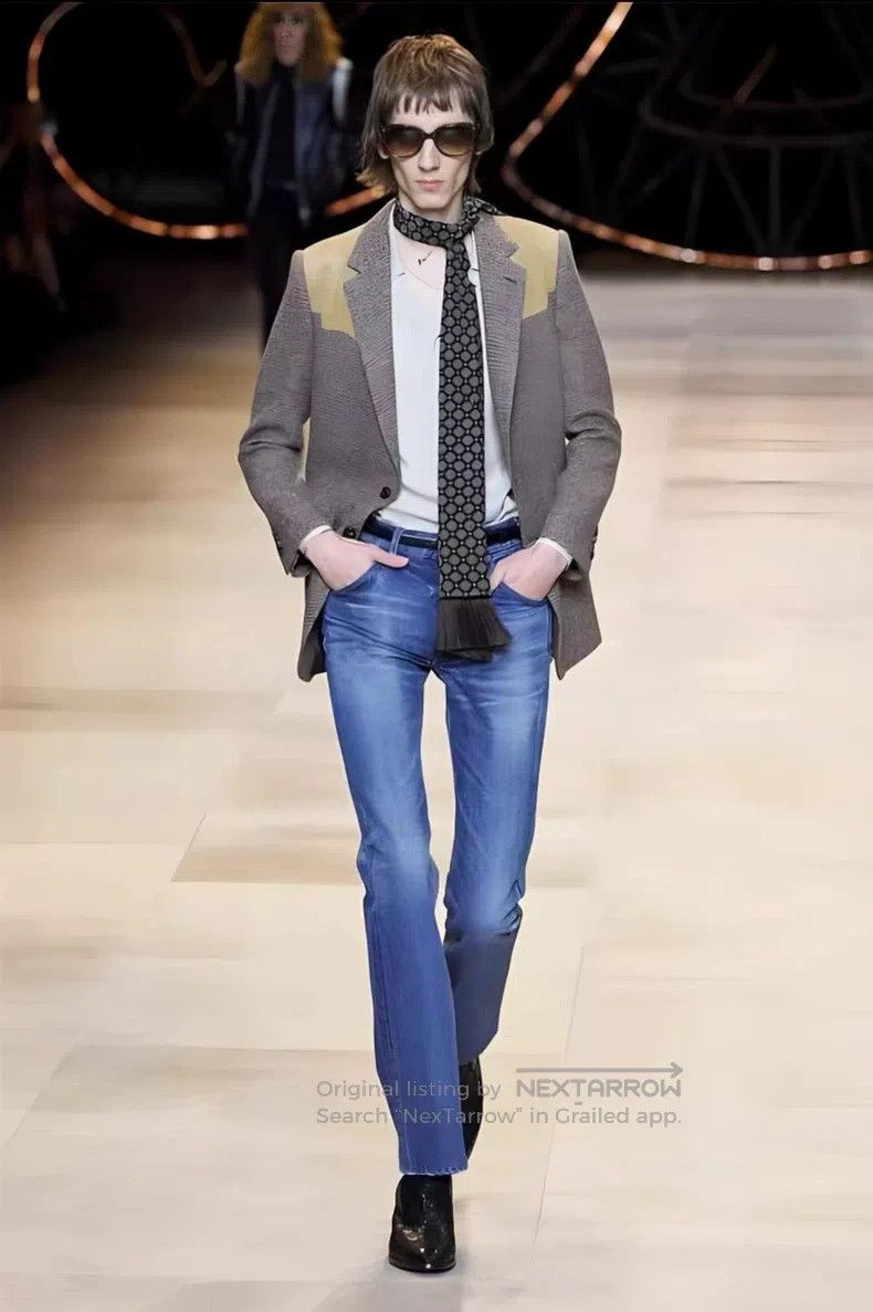 Celine CELINE Water Ripple Washed Blue Flared Jeans Size US 31 - 8 Thumbnail
