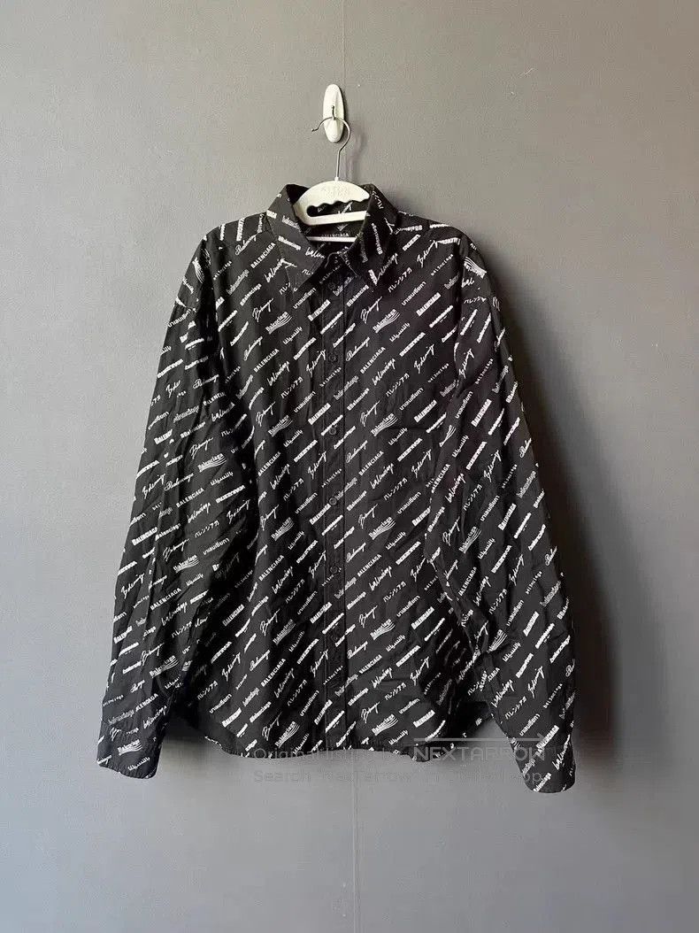 Balenciaga Balenciaga Allover Logo Print Shirt. Size US XXL / EU 58 / 5 - 1 Thumbnail