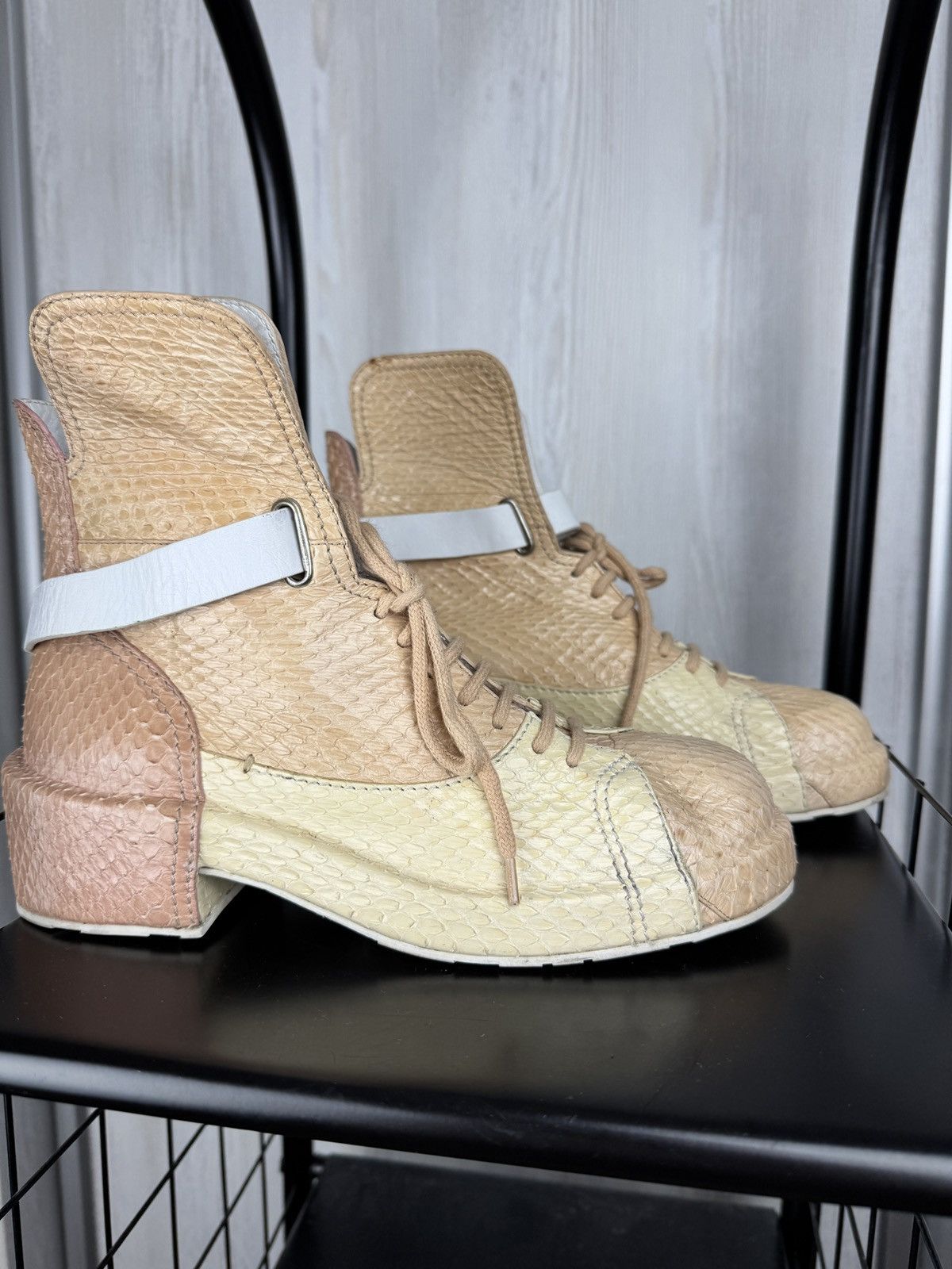Jil Sander Jil Sander colour blocked snake python style leather boots Size US 7 / IT 37 - 3 Thumbnail