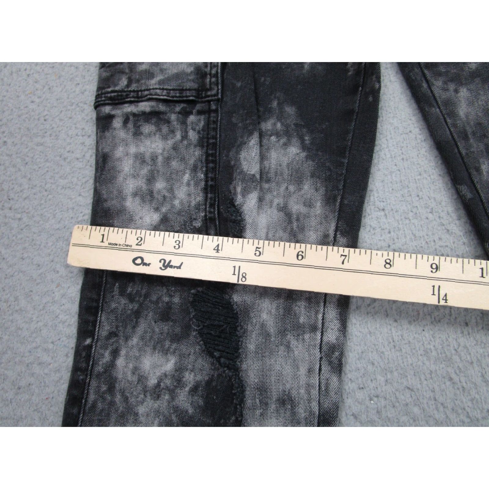 Guess Guess Jeans Mens 30 Black Gray Acid Wash Cargo Skinny Moto Zipper Distressed Jeans Size US 30 / EU 46 - 4 Thumbnail