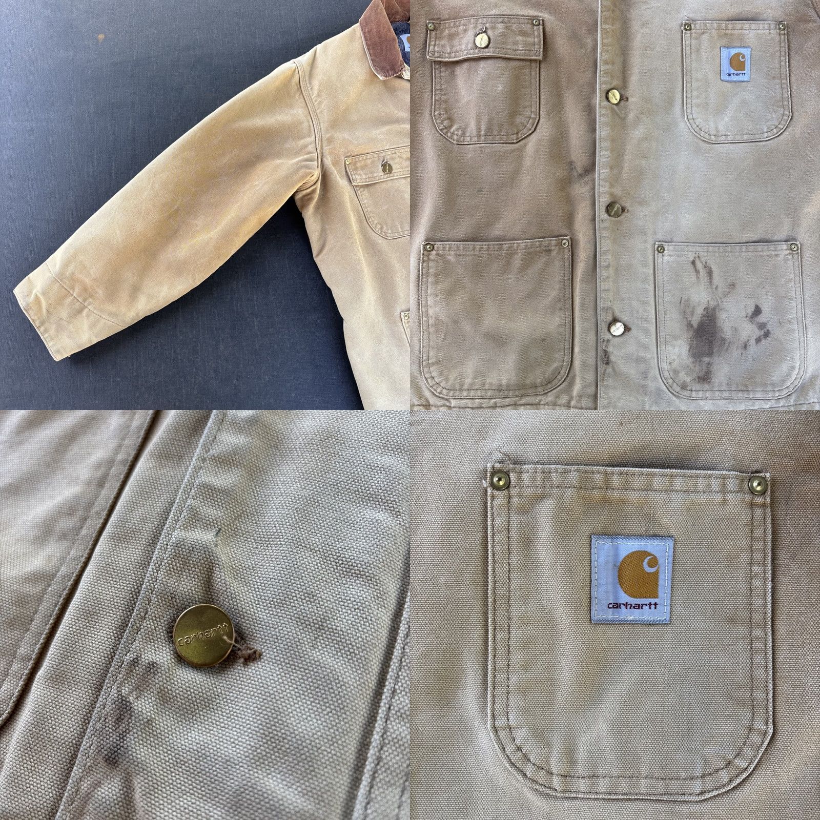 Carhartt VINTAGE Carhartt Jacket Field Coat L Beige 90s Chore Insulated Lined Heavyweight Pockets Button Mens Size US L / EU 52-54 / 3 - 8 Thumbnail