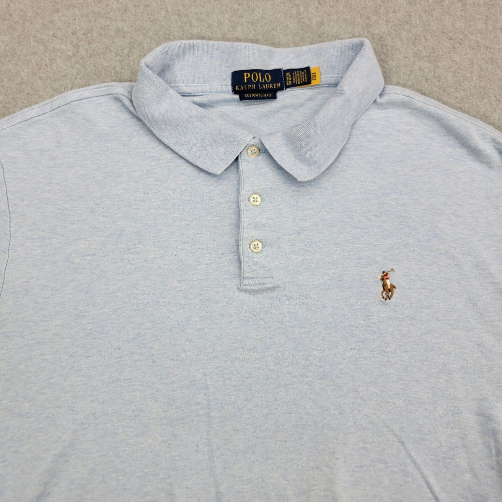 Ralph Lauren VINTAGE Polo Ralph Lauren Polo Shirt XL Blue Custom Slim Flesh Pony Preppy Casual Mens Size US XL / EU 56 / 4 - 4 Thumbnail