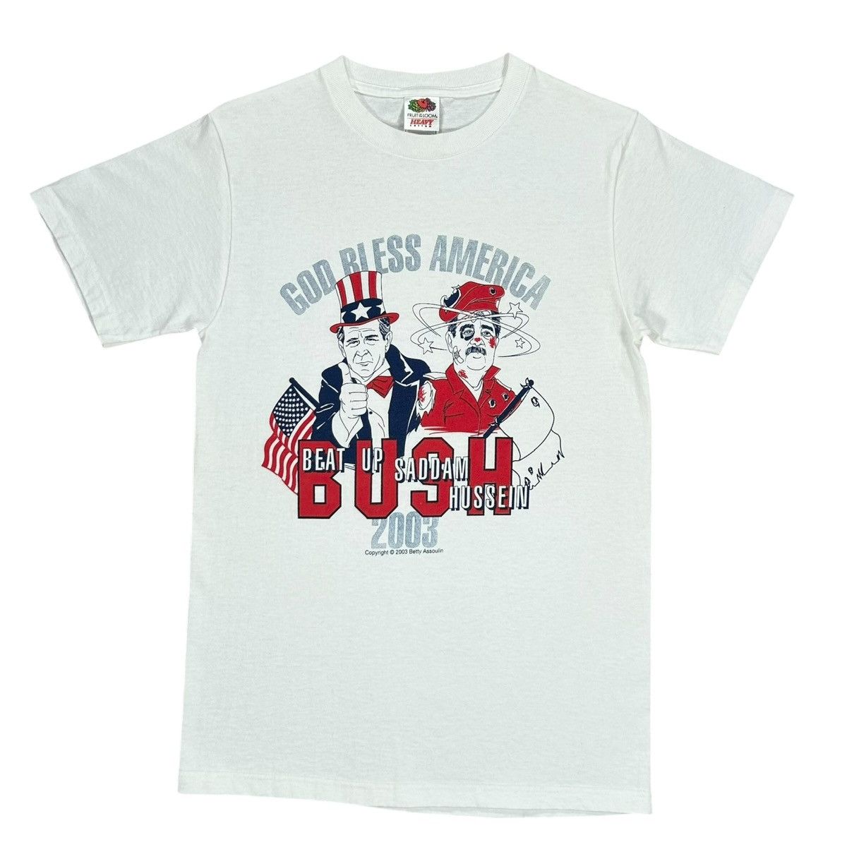 Vintage VTG God Bless America USA Bush Saddam Hussein 2003 Shirt Size US S / EU 44-46 / 1 - 1 Thumbnail