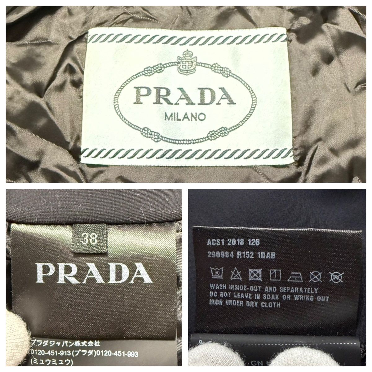 Prada Authentic Prada Leather Triangle Logo Hooded Down Jacket 38 Size XS / US 0-2 / IT 36-38 - 2 Thumbnail
