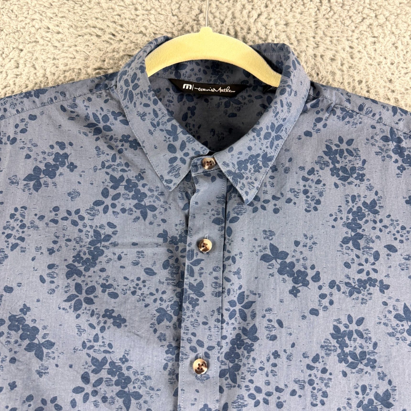 TravisMathew Travis Mathew Exclusive Club Button-Down Shirt Mens Large Blue Floral SS Casual Size US L / EU 52-54 / 3 - 2 Thumbnail