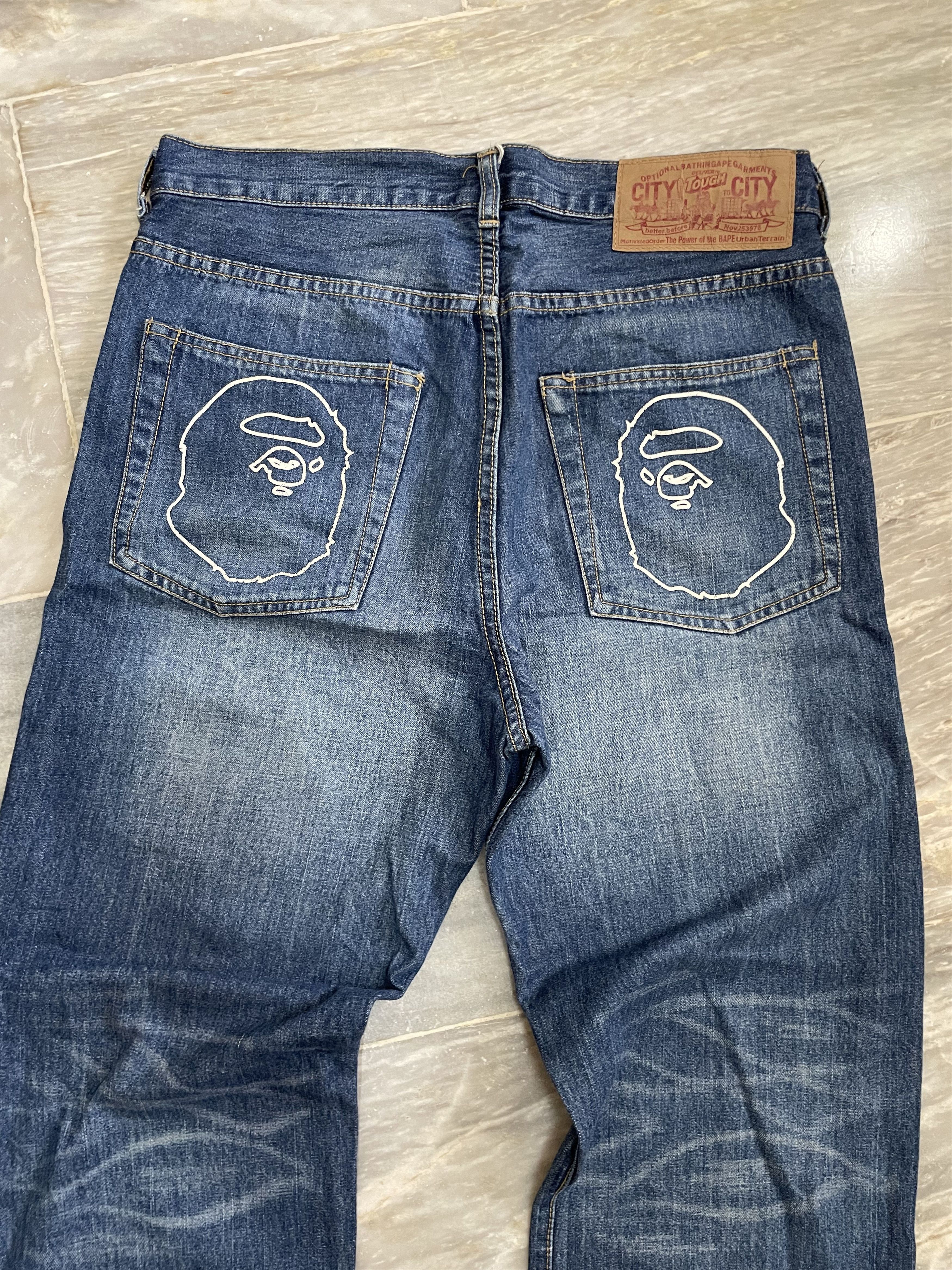 Bape × Nigo × Vintage OG Bape - Double Pocket Logo Denim Pants Size US 32 / EU 48 - 2 Thumbnail