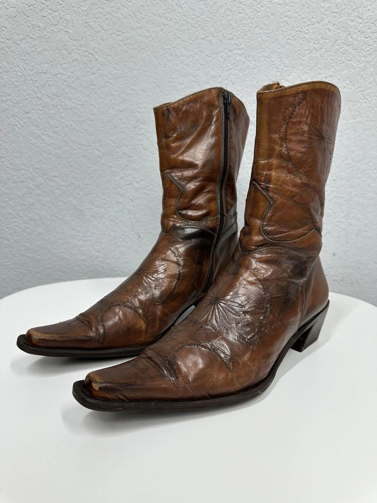 If Six Was Nine Vintage Cowboys Leather Avantgarde Boots High Western Y2K Size US 7.5 / EU 40-41 - 1 Thumbnail
