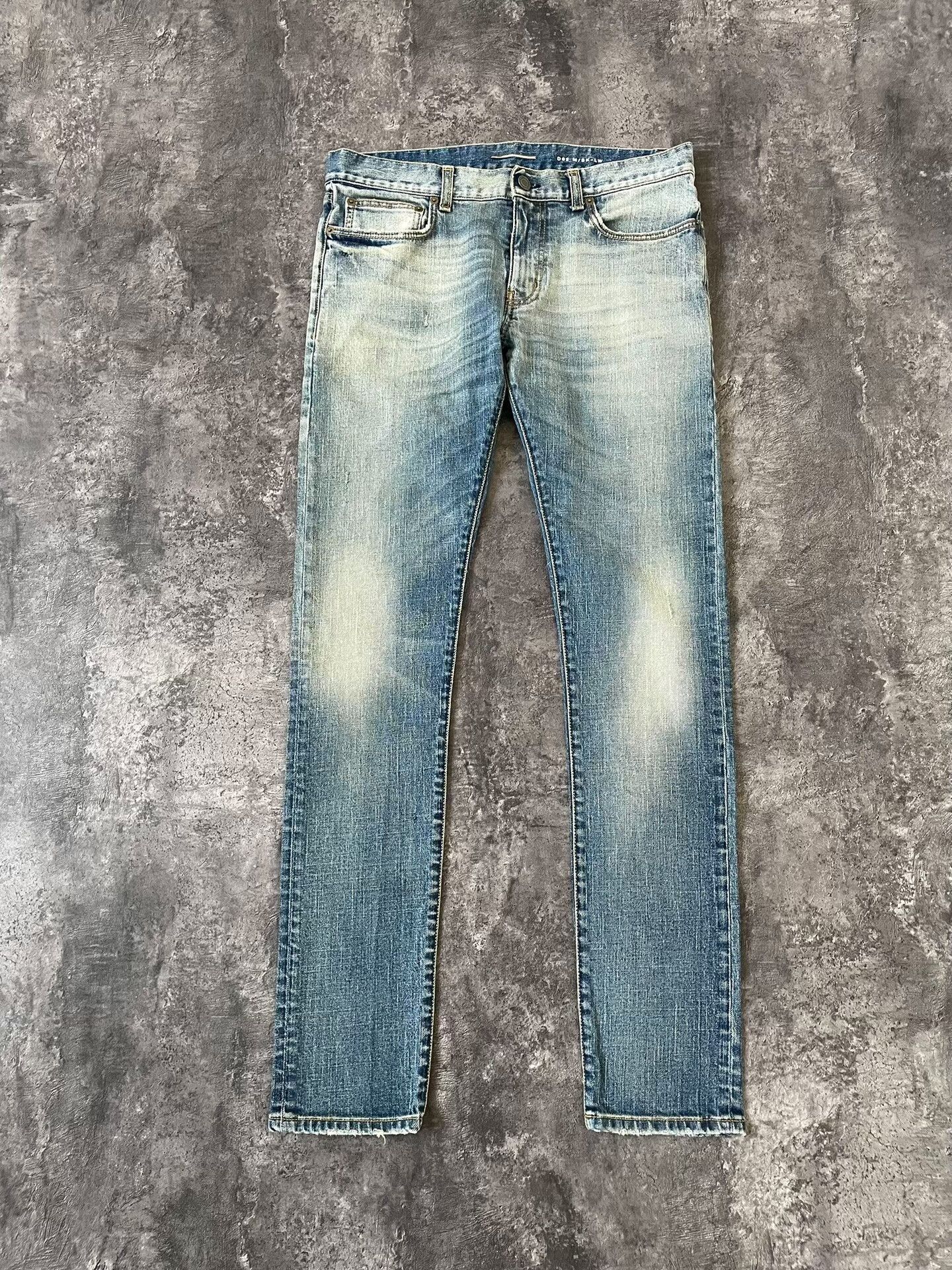 Saint Laurent Light Blue Stone Washed Jeans.