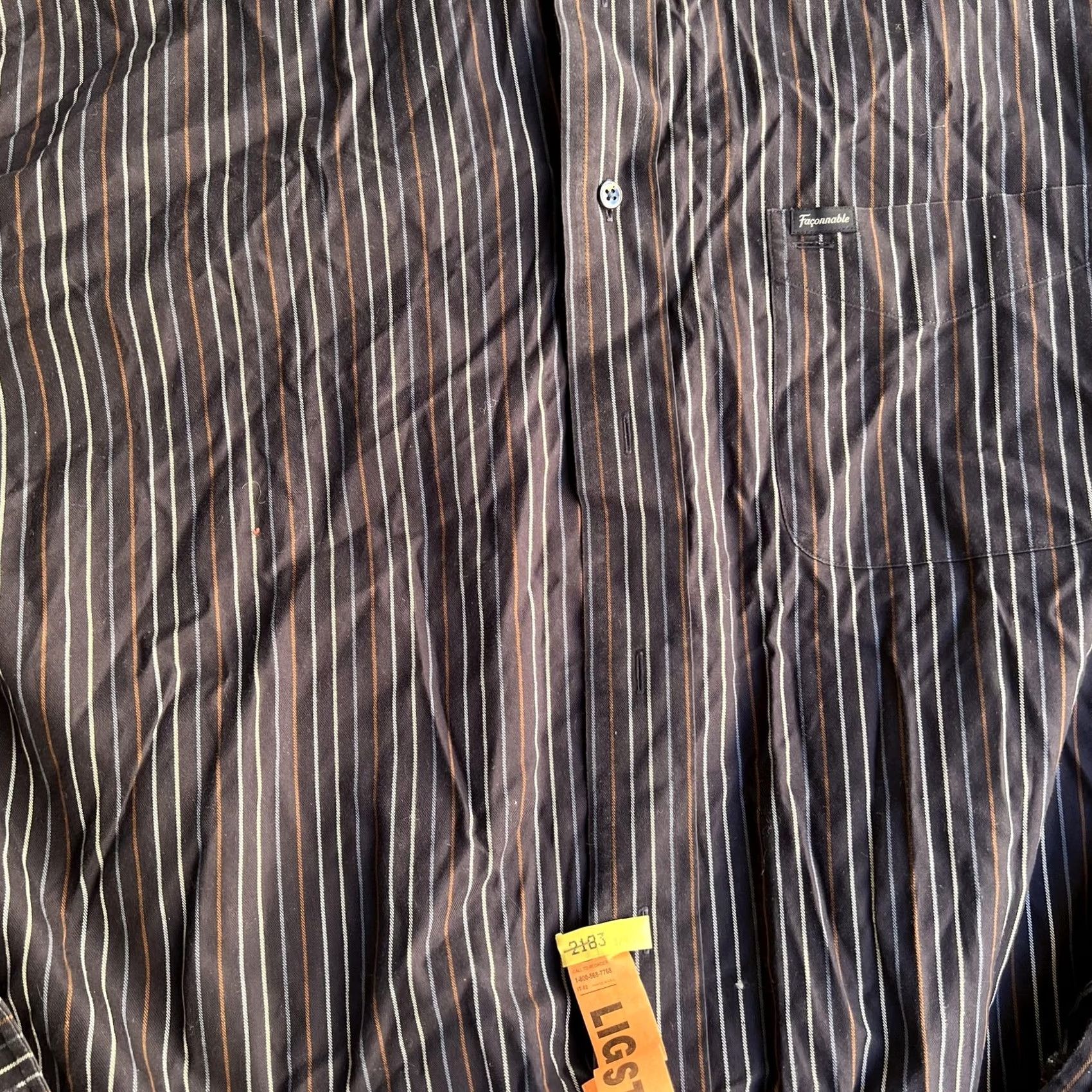 Faconnable Faconnable Classique Mens XL Blue Stripe Long Sleeve Button Up Shirt Cotton Size US XL / EU 56 / 4 - 2 Thumbnail