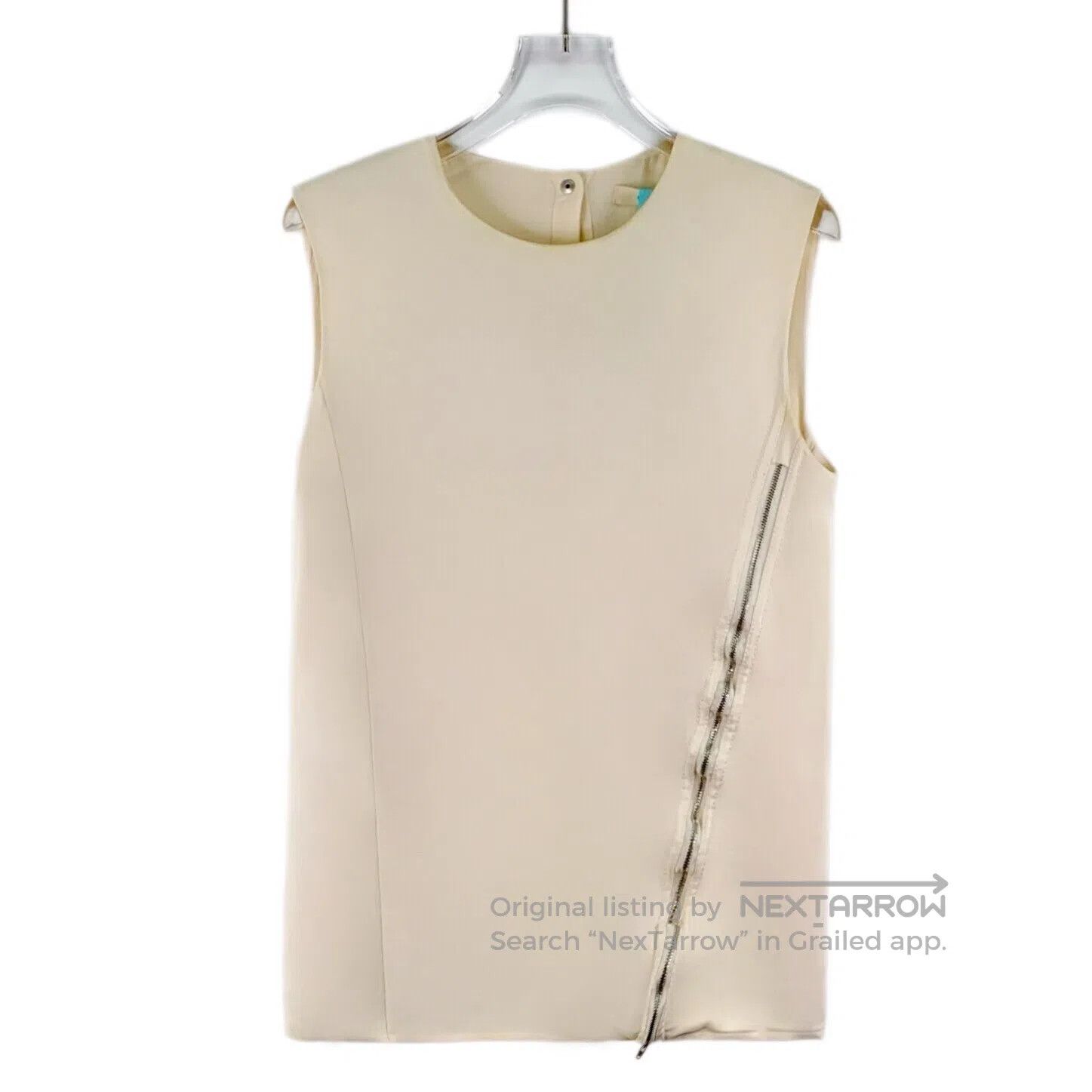 Celine CELINE Beige mulberry silk zipper design sleeveless vest| Size XXS / US 00 / IT 34 - 1 Thumbnail