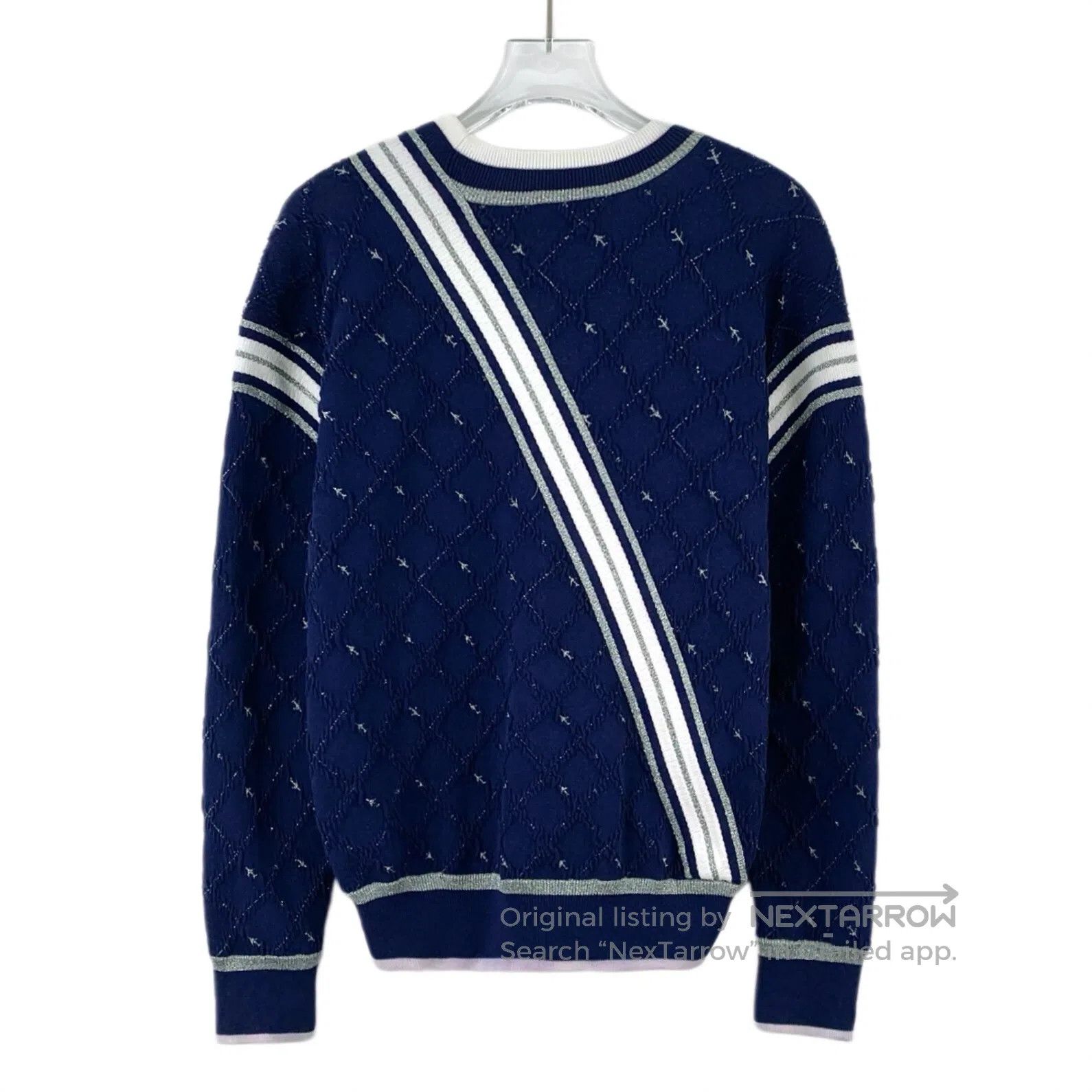 Chanel Chanel Dark blue asymmetric striped design cotton crew nec Size XXS / US 00 / IT 34 - 2 Thumbnail