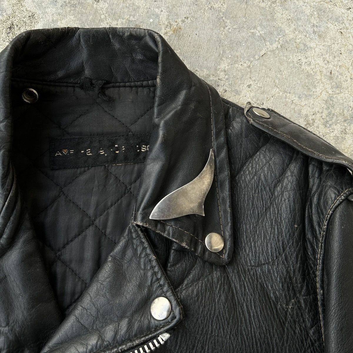 Leather Trashed 80s Moto Biker Rider jacket Vanson ERD Perfecto Size US L / EU 52-54 / 3 - 6 Thumbnail
