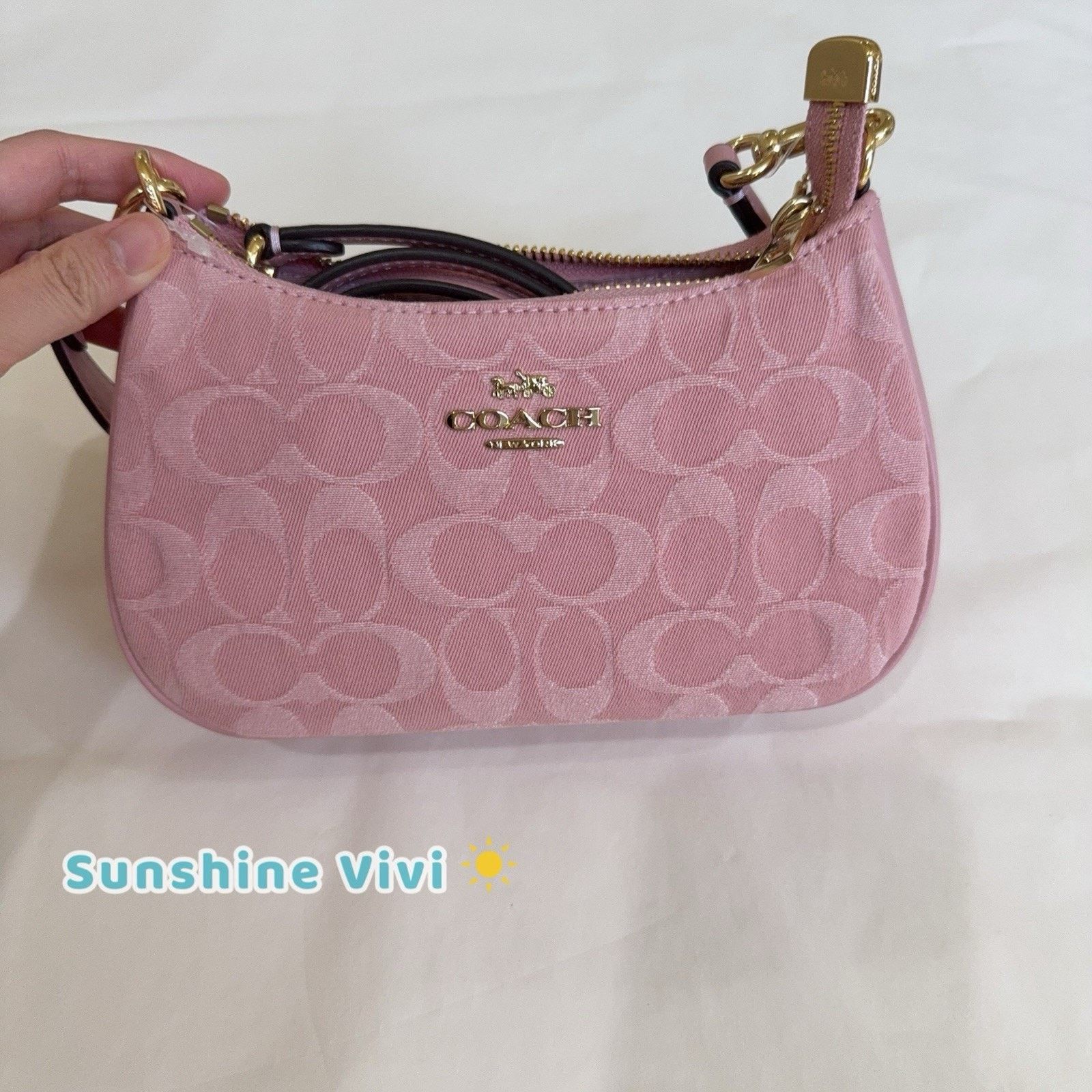 Coach NWT Coach Teri Mini Crossbody Bag Denim CFF97 Light Pink Size ONE SIZE - 1 Thumbnail