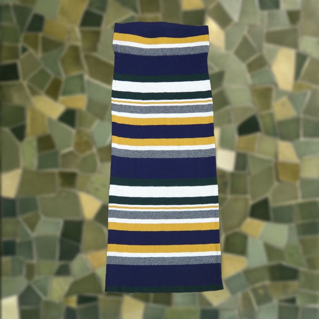 Vintage Callahan Greenwich navy blue yellow striped ribbed knit midi skirt S Women Regular MIDI Skirt Striped Knit Spring Girls Mens Size 28" / US 6 / IT 42 - 1 Thumbnail