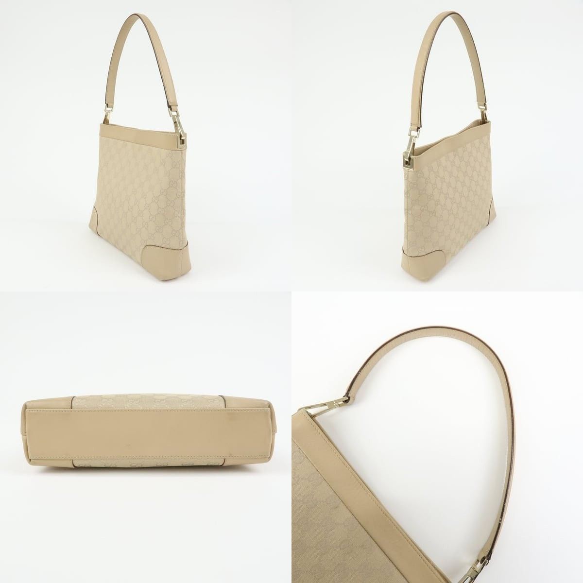 Gucci Gucci GG Canvas & Leather Shoulder Bag Beige Size ONE SIZE - 3 Thumbnail