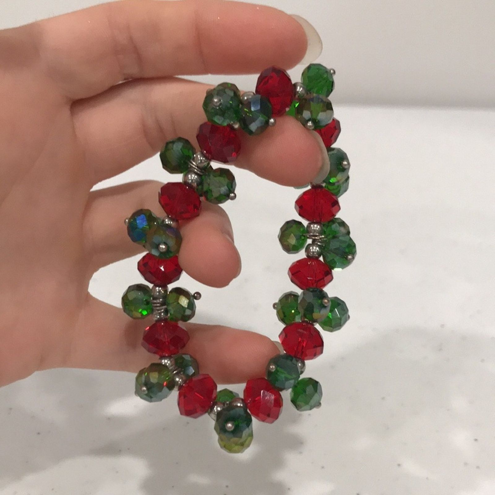 Other Y2k Holiday Christmas Stretch Crystal Beaded Bracelet Size ONE SIZE - 1 Thumbnail
