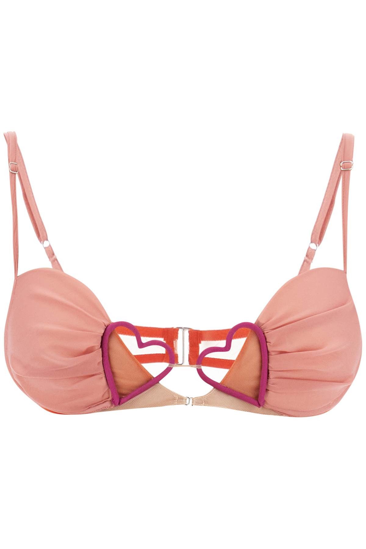 image of Nensi Dojaka Gathered Bralette Top With Hearts in Autumn Glaze, Women's (Size Small)