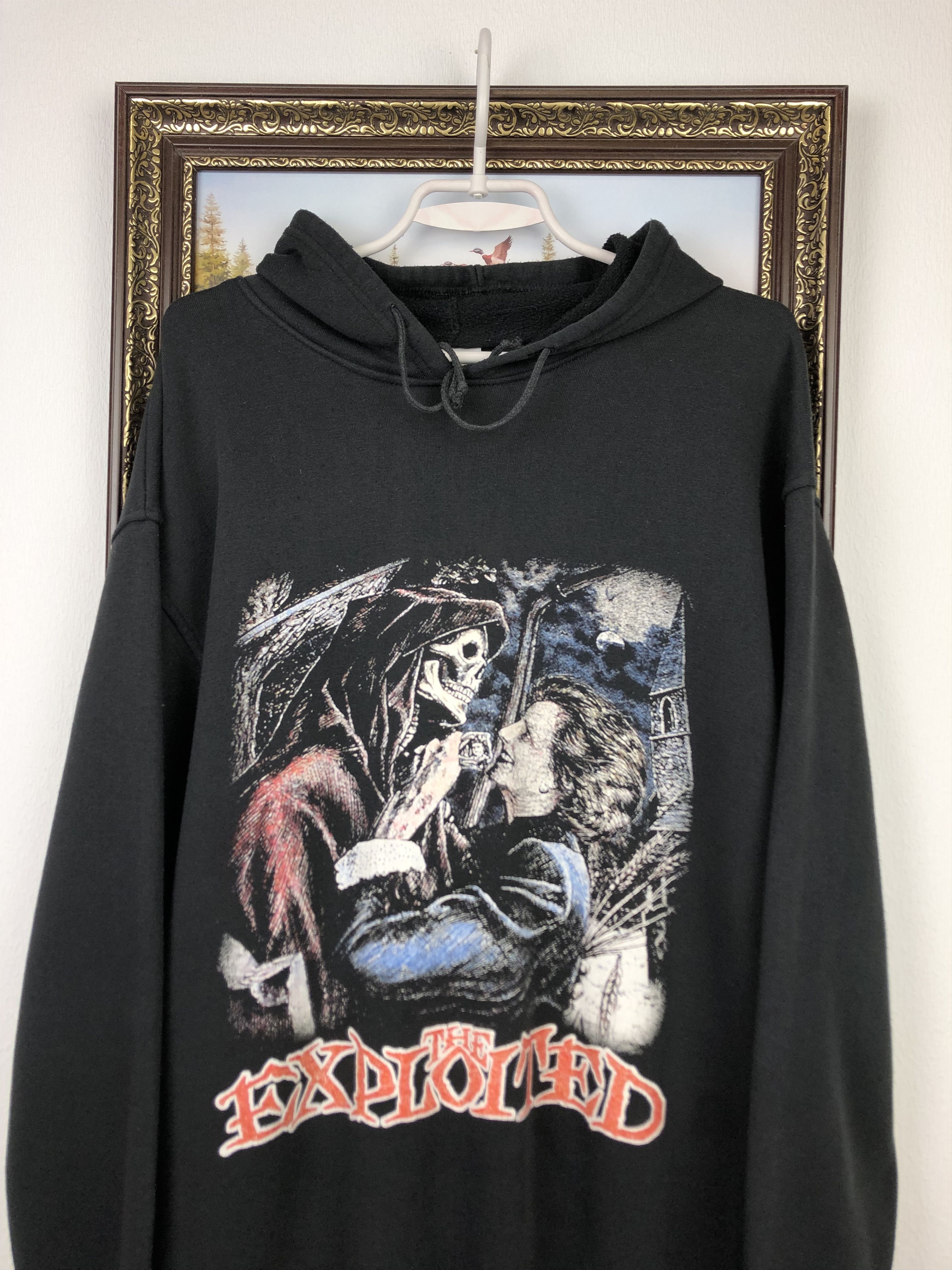 Band Tees × Vintage Vintage The Exploited Hoodie Jacket Rock Metal Black Band Size US XL / EU 56 / 4 - 2 Thumbnail
