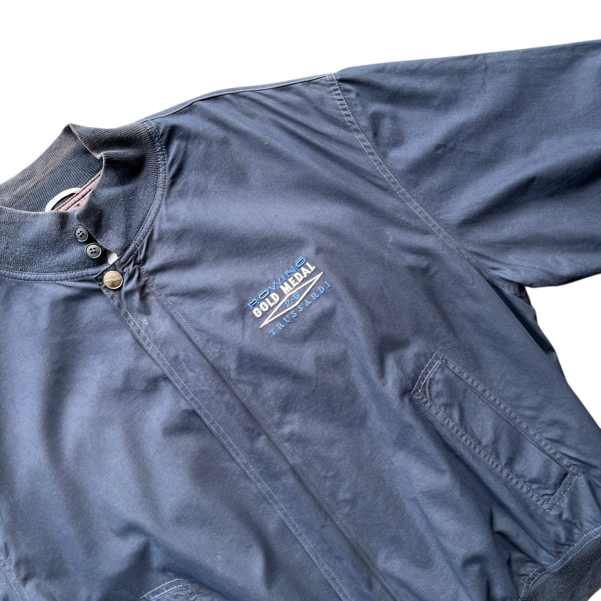 Trussardi Vintage Trussardi Rowing Gold Medal Navy Blue Bomber jacket Size US M / EU 48-50 / 2 - 6 Thumbnail
