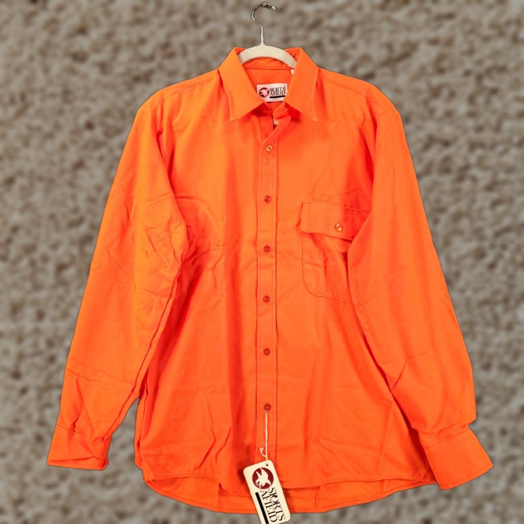 Hunter VINTAGE SPORTS AFIELD Shirt Men M Orange Flannel Button-Up Size US M / EU 48-50 / 2 - 1 Thumbnail
