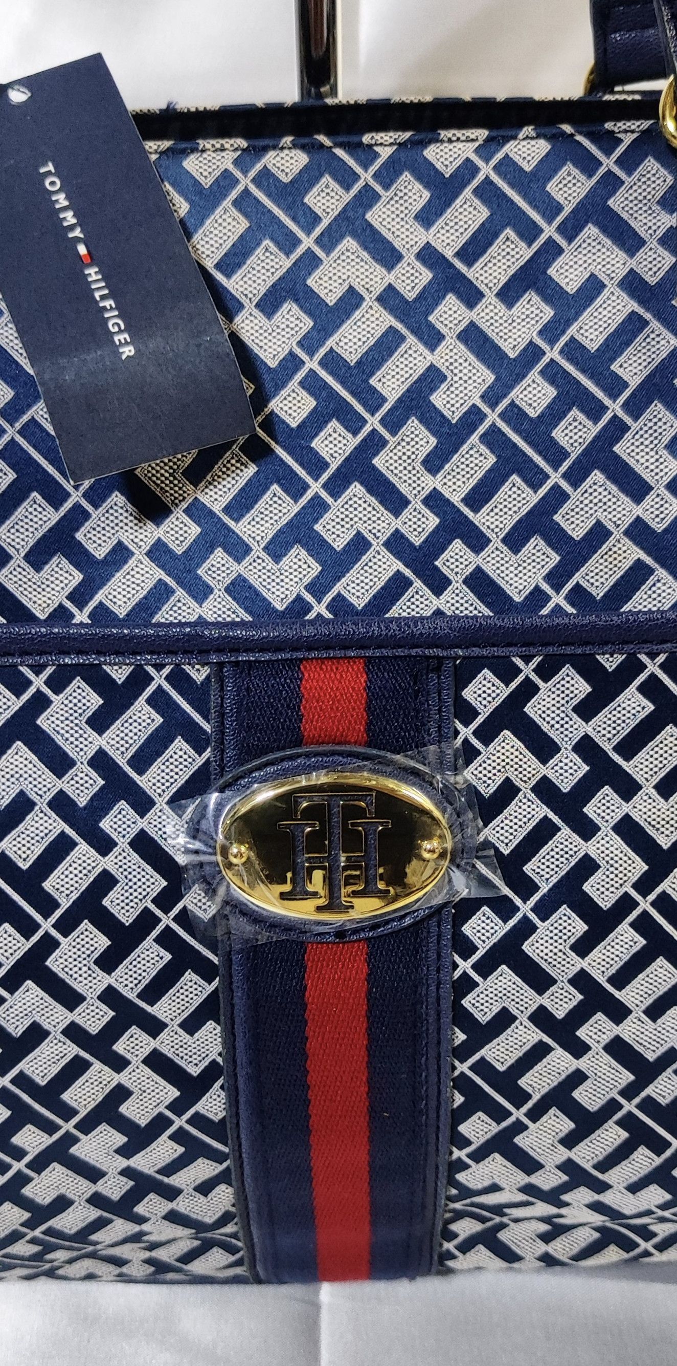 Tommy Hilfiger Tommy Hilfiger TH Logo Buckle AOP Print Large Tote Bag Size ONE SIZE - 4 Thumbnail