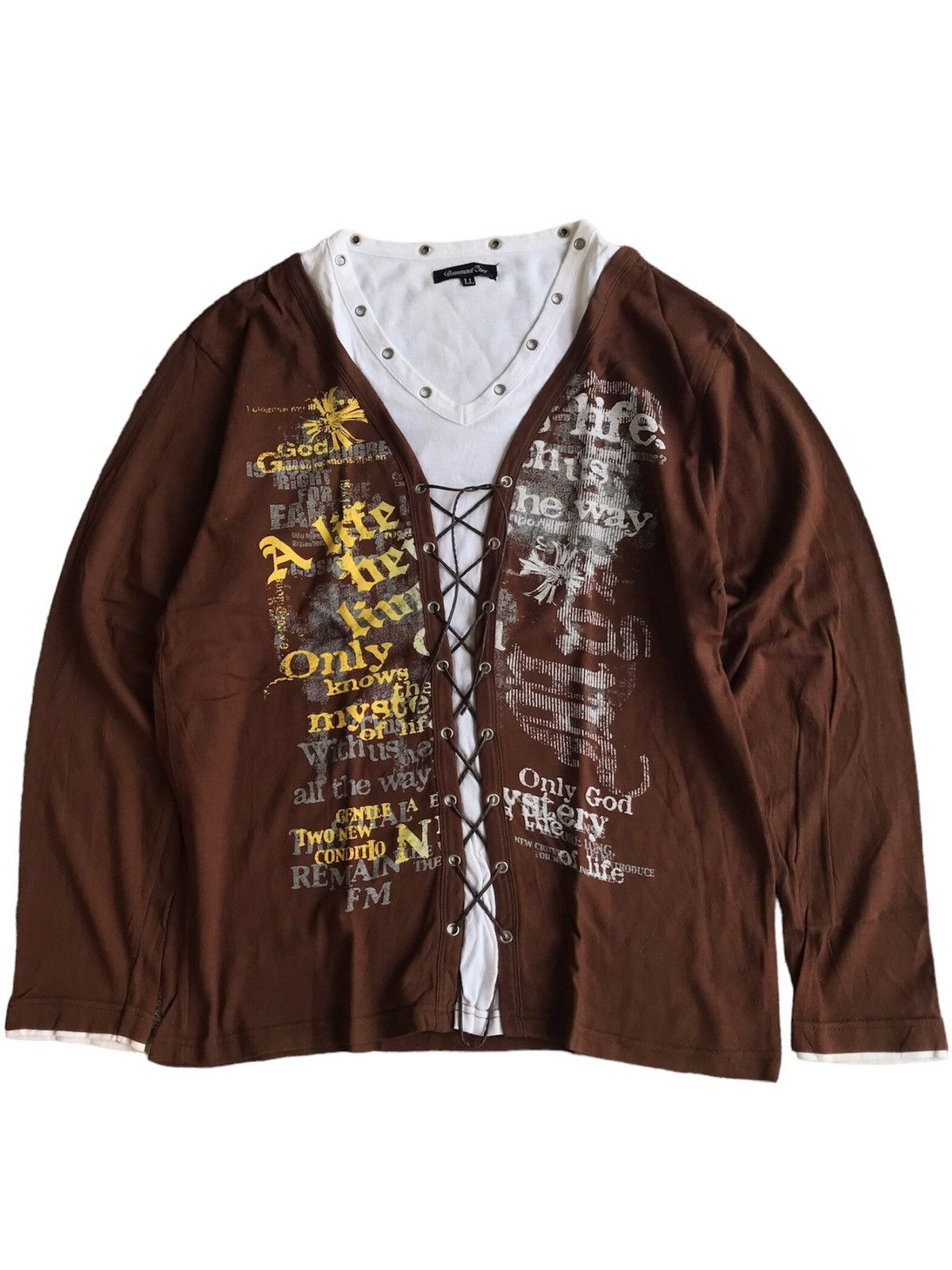 Y2K Brown Beamount Carr poem Laces Up Longsleeve
