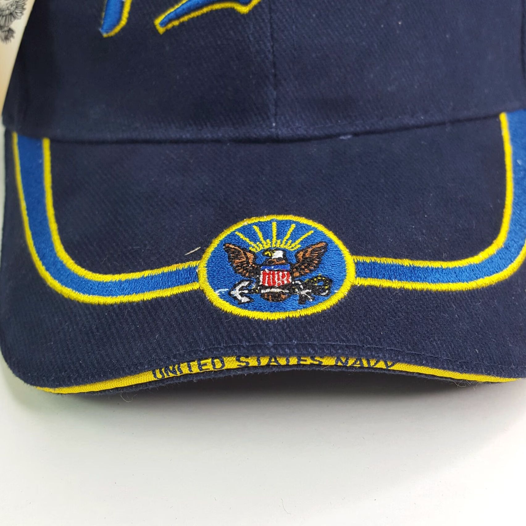 Vintage VINTAGE USA Navy American Snapback Adjustable Hat Baseball Cap Navy Blue Twill Retro Hat Mens Eagle Crest Size ONE SIZE - 6 Thumbnail