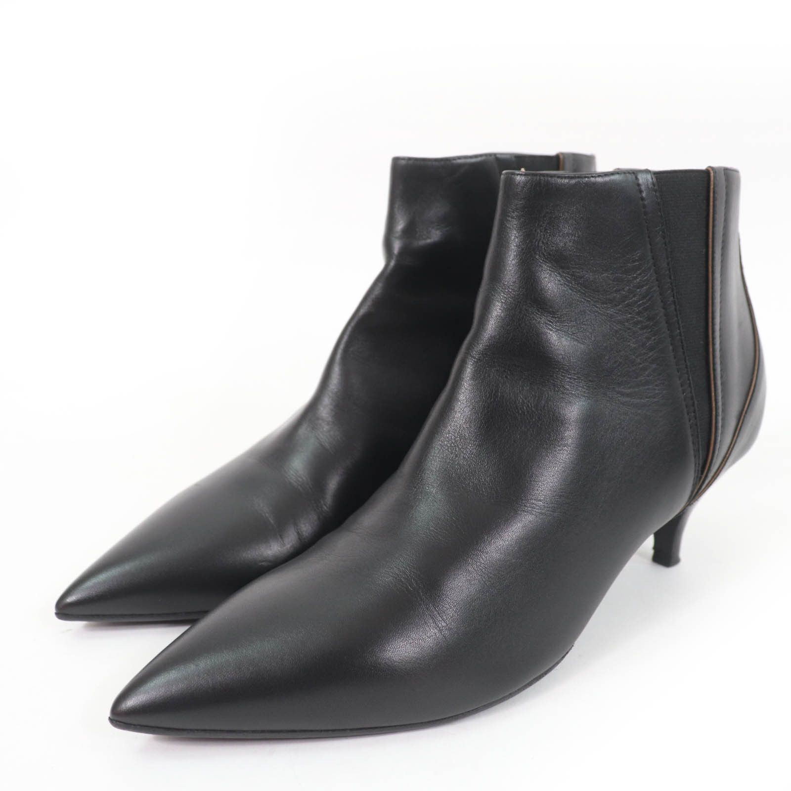 Hermes Hermes Short Boots Leather Booties Leather Shoes in Black, Women's