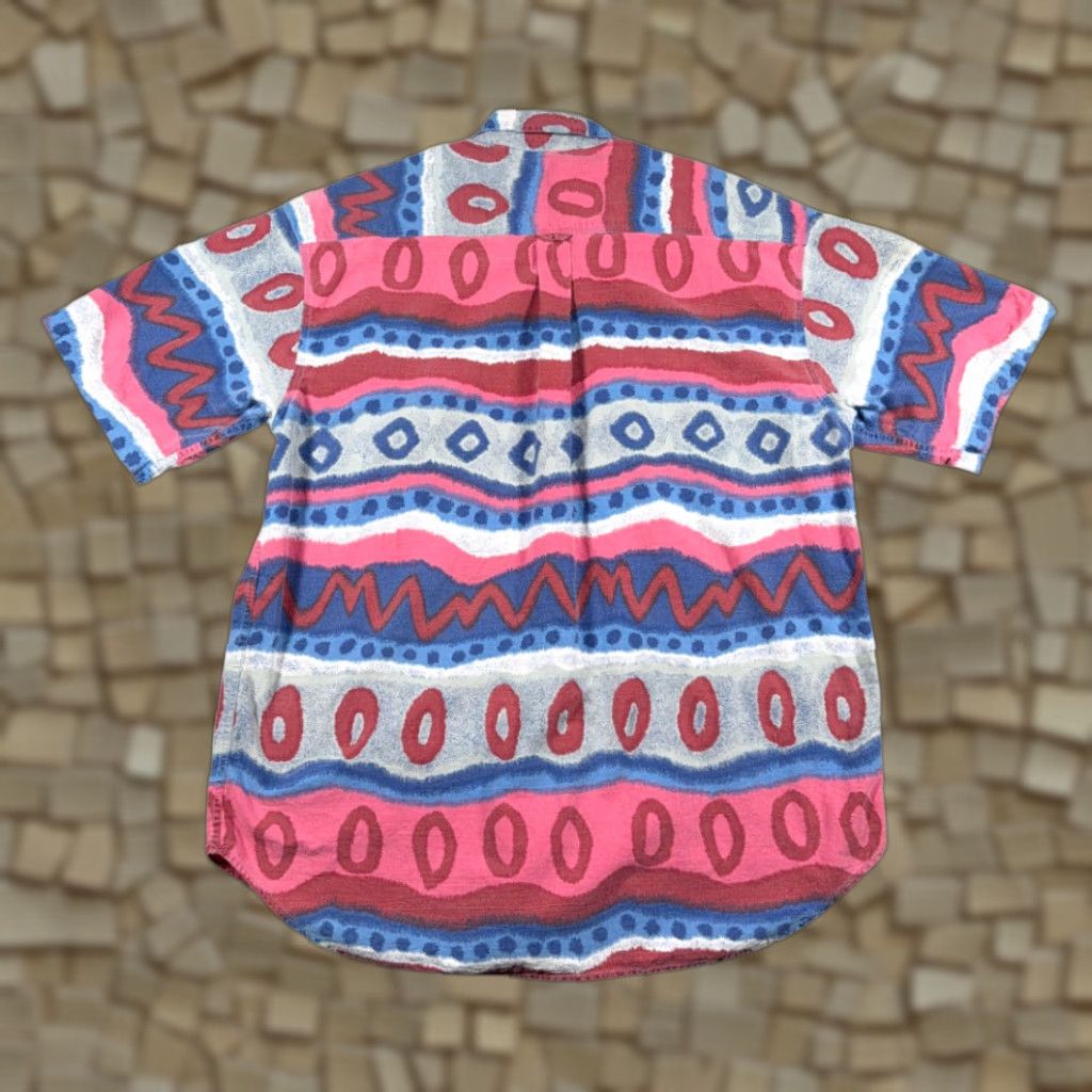 Vintage VINTAGE Warren Scott Shirt Adult XL Pink Blue Geometric Abstract 90s Button-Up with Pockets Men Size US XL / EU 56 / 4 - 1 Thumbnail