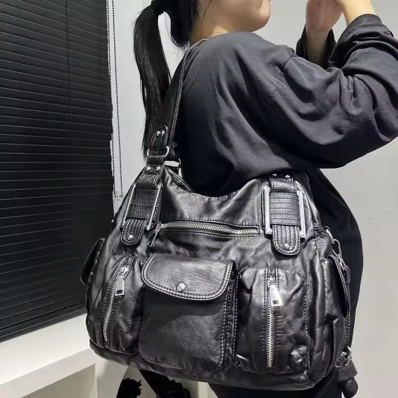 Leather Multi-Pocket Shoulder Crossbody Bag Size ONE SIZE - 3 Thumbnail