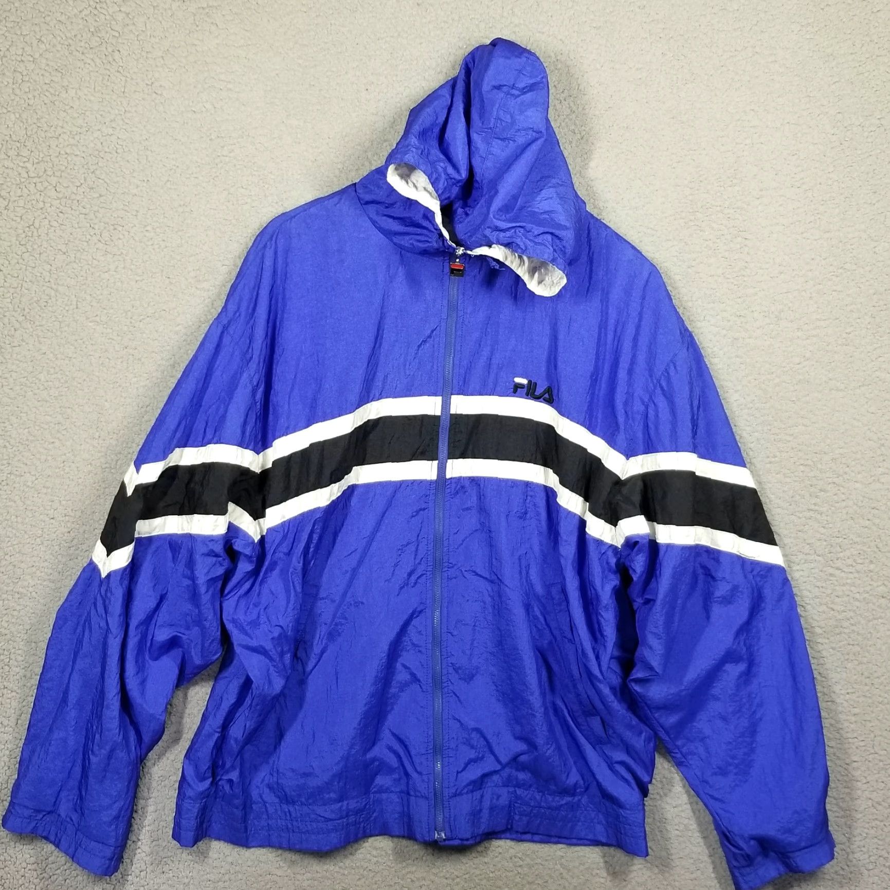 Fila VINTAGE FILA Men's Track Jacket XL White Blue Striped Windbreaker 80s Casual Size US XL / EU 56 / 4 - 2 Thumbnail