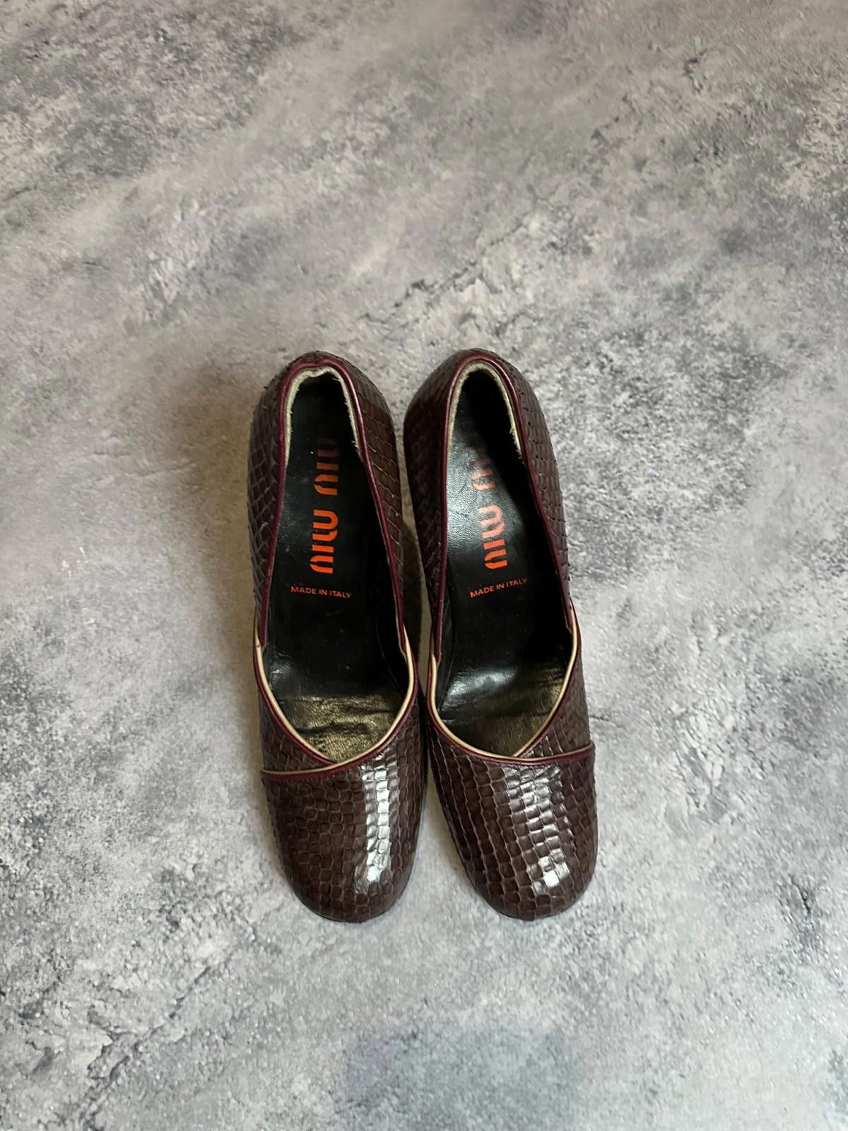 Miu Miu Miu Miu Leather Brown Chunky High Heel 7 Peep Toe EUR 37.5 Size US 7 / IT 37 - 4 Thumbnail
