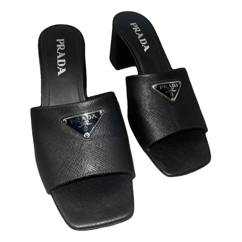 Prada oc11z0625 Saffiano Sandals in Black Size US 11 / IT 41 - 5 Thumbnail