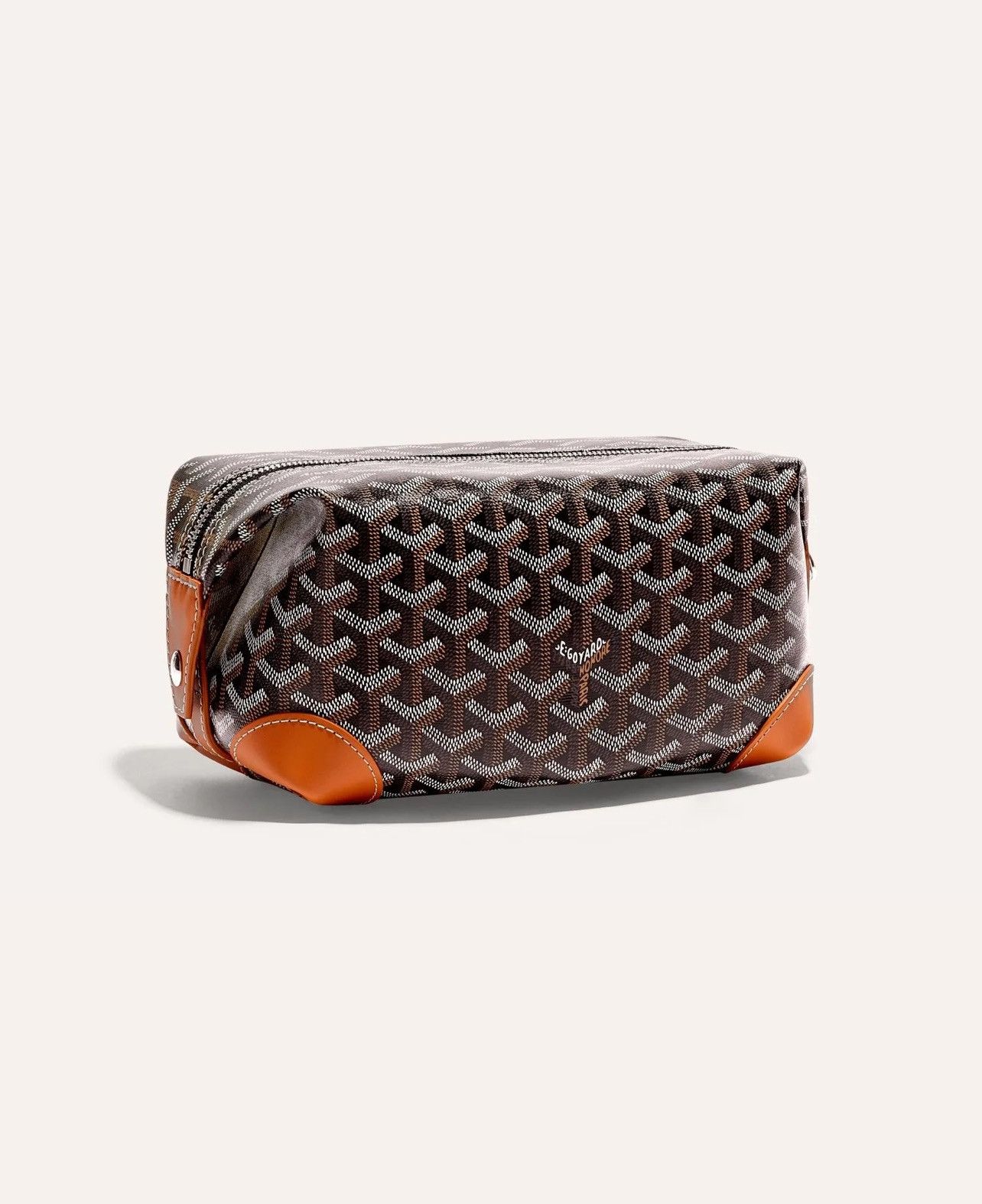 image of Goyard Boeing 25 Toiletry Bag in Black/Tan, Men's