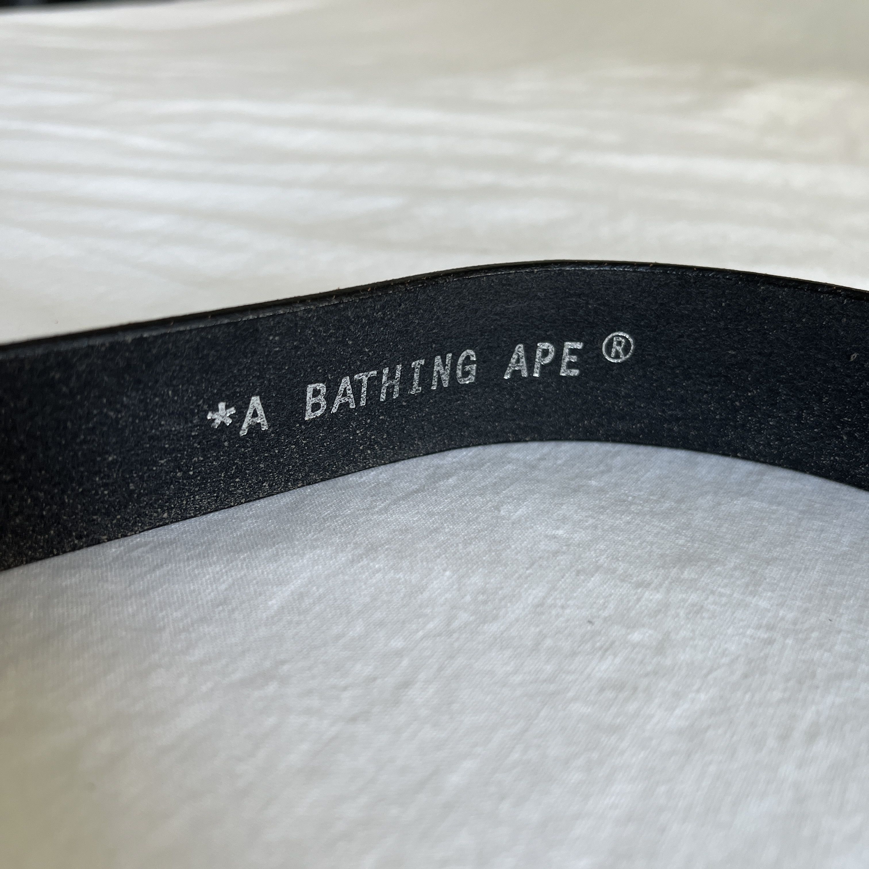 Bape BAPE Silver Belt Buckle with Black Leather Belt Size 36 - 4 Thumbnail
